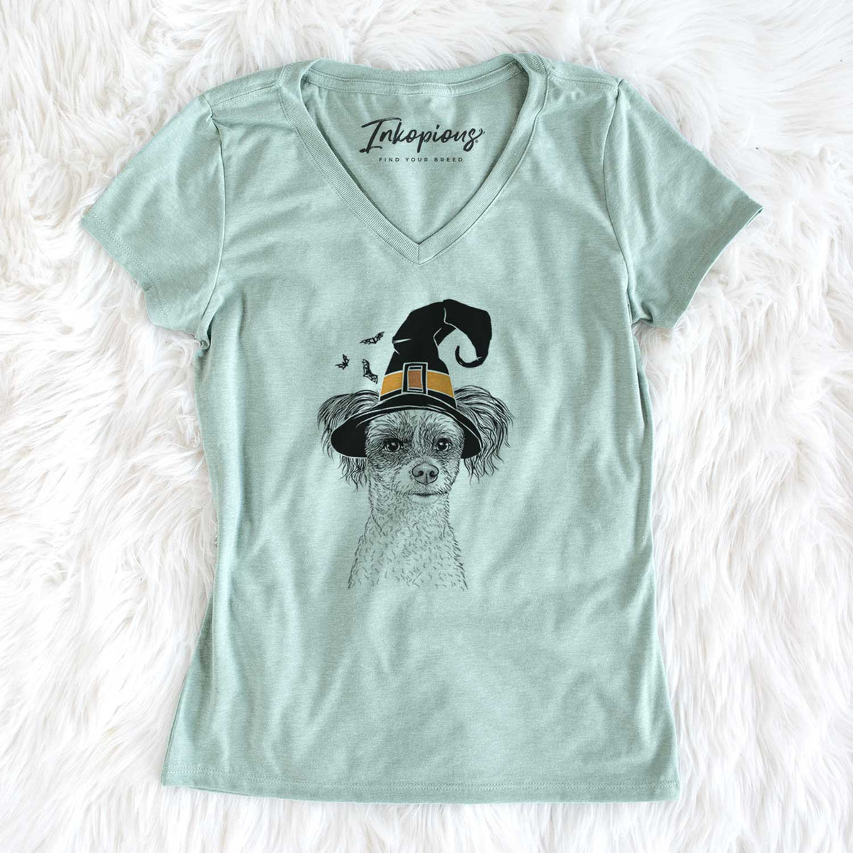 Witch Finley Beth the Papillon Mix - Women's V-neck Shirt