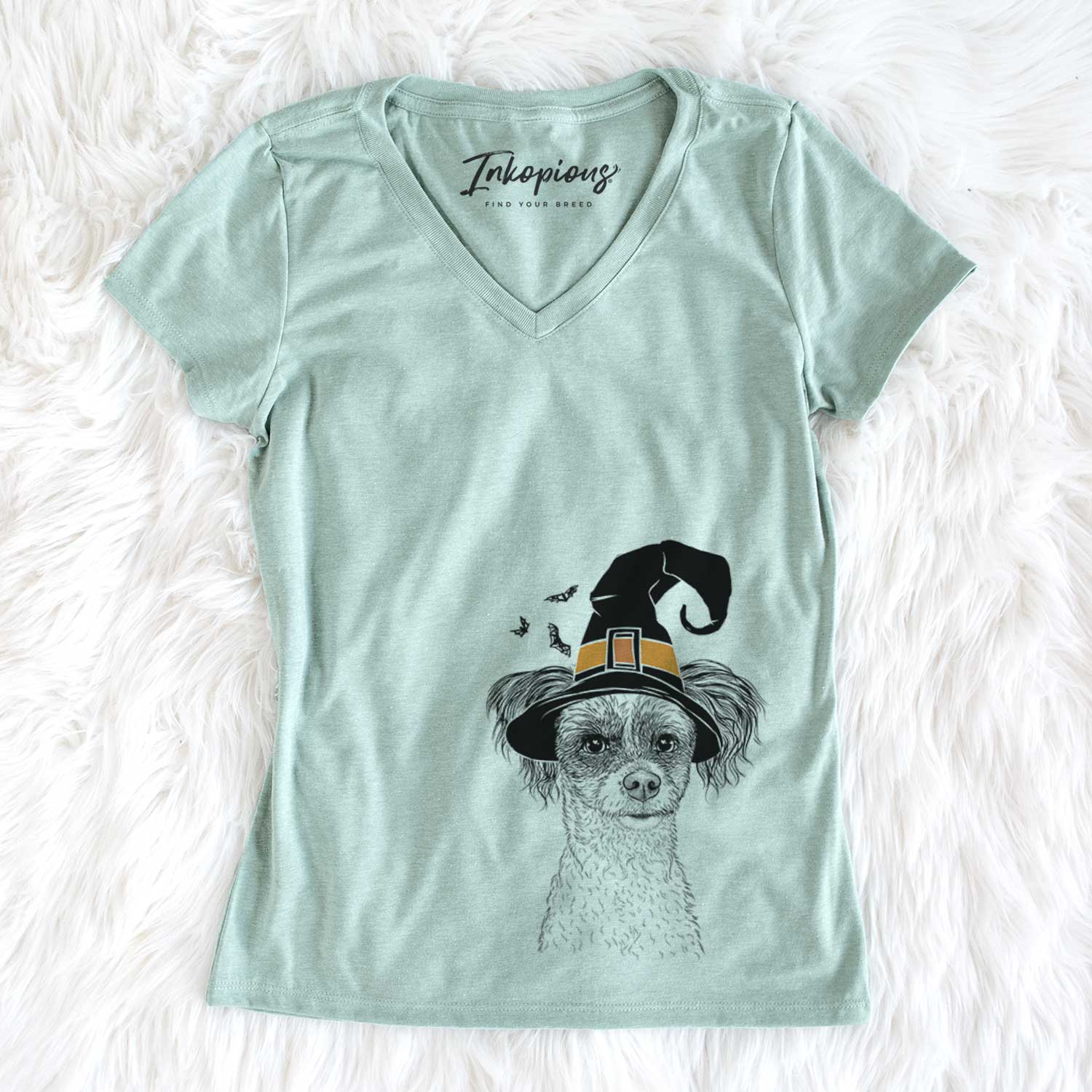 Witch Finley Beth the Papillon Mix - Women's V-neck Shirt