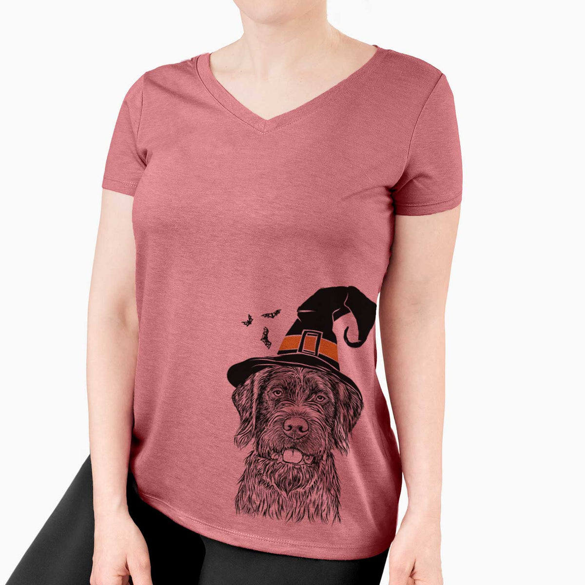 Witch Fletcher the Wirehaired Pointing Griffon - Women's V-neck Shirt