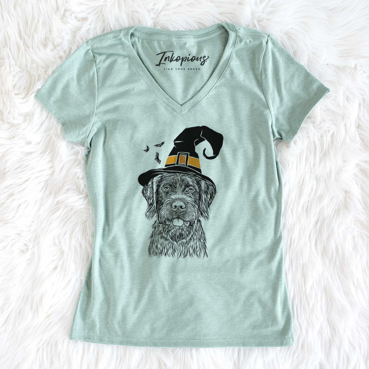 Witch Fletcher the Wirehaired Pointing Griffon - Women's V-neck Shirt