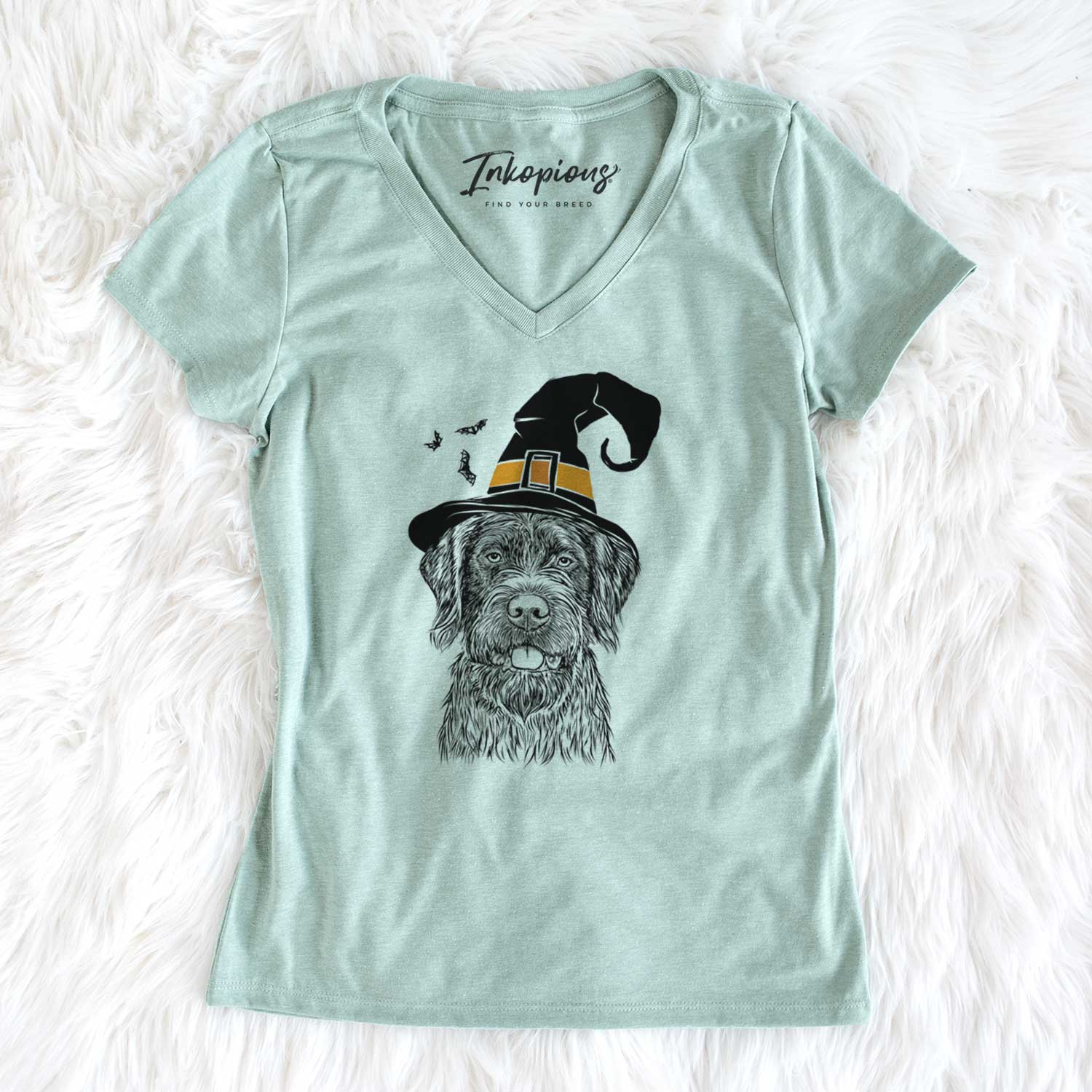 Witch Fletcher the Wirehaired Pointing Griffon - Women's V-neck Shirt
