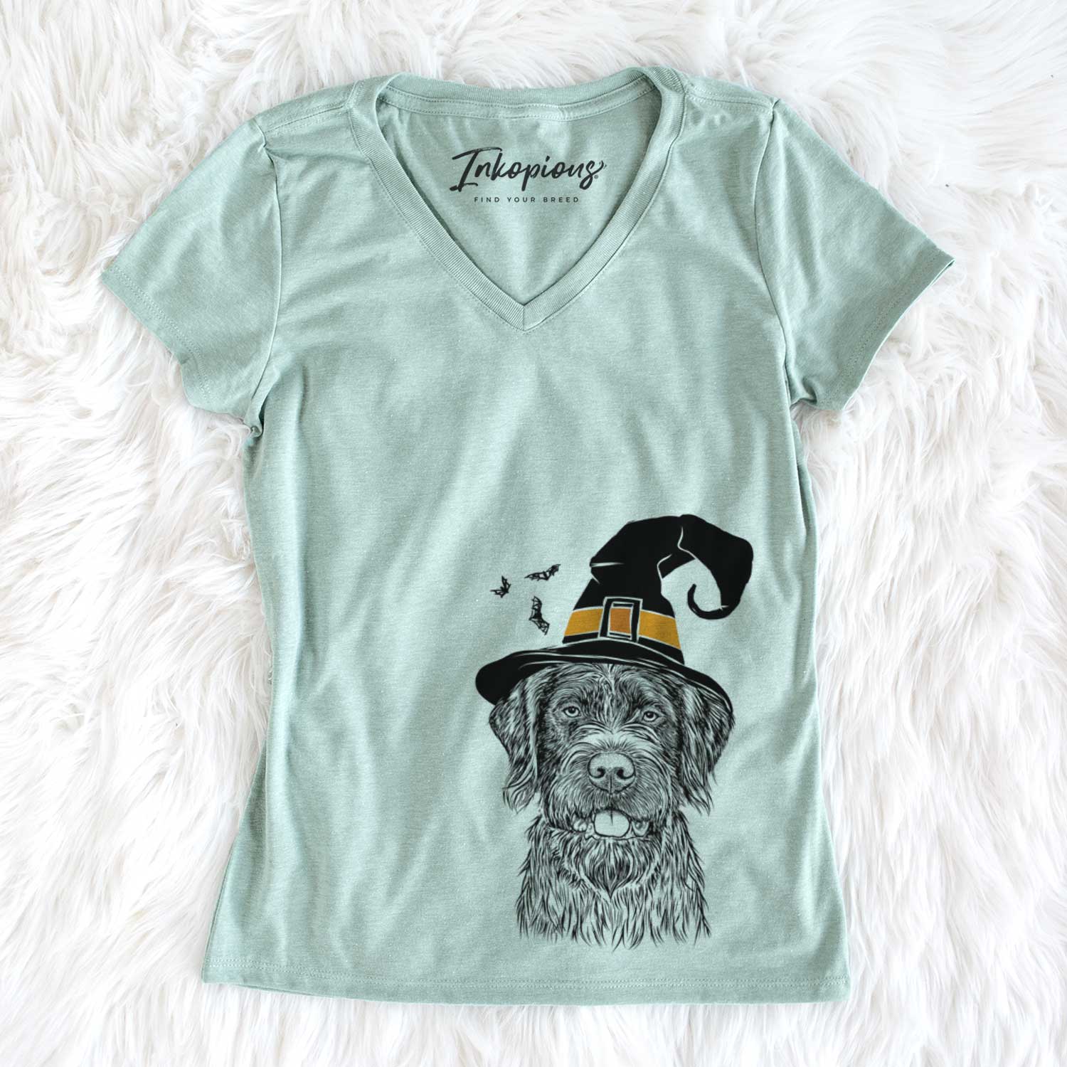 Witch Fletcher the Wirehaired Pointing Griffon - Women's V-neck Shirt