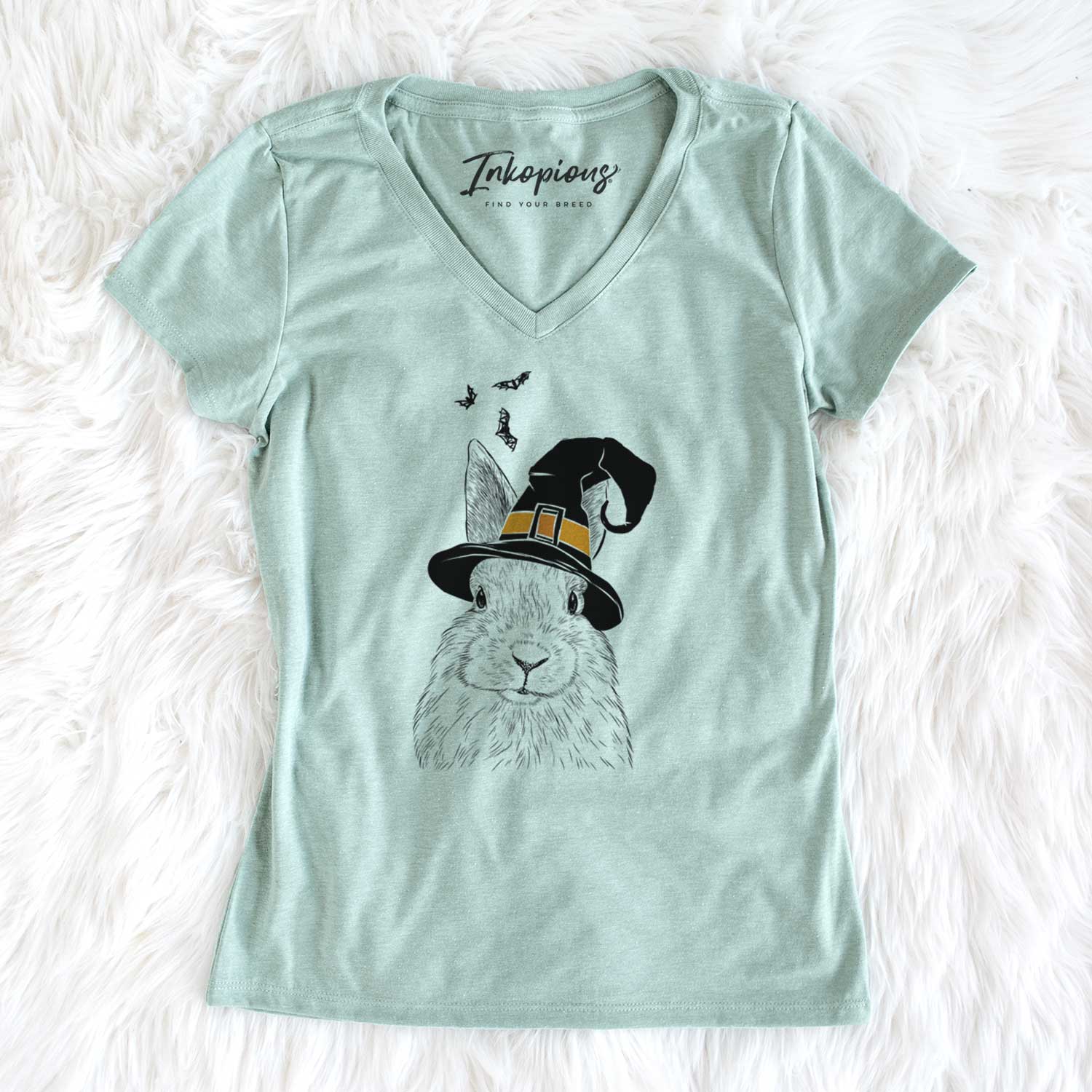 Witch Flower the Rex Rabbit - Women's V-neck Shirt