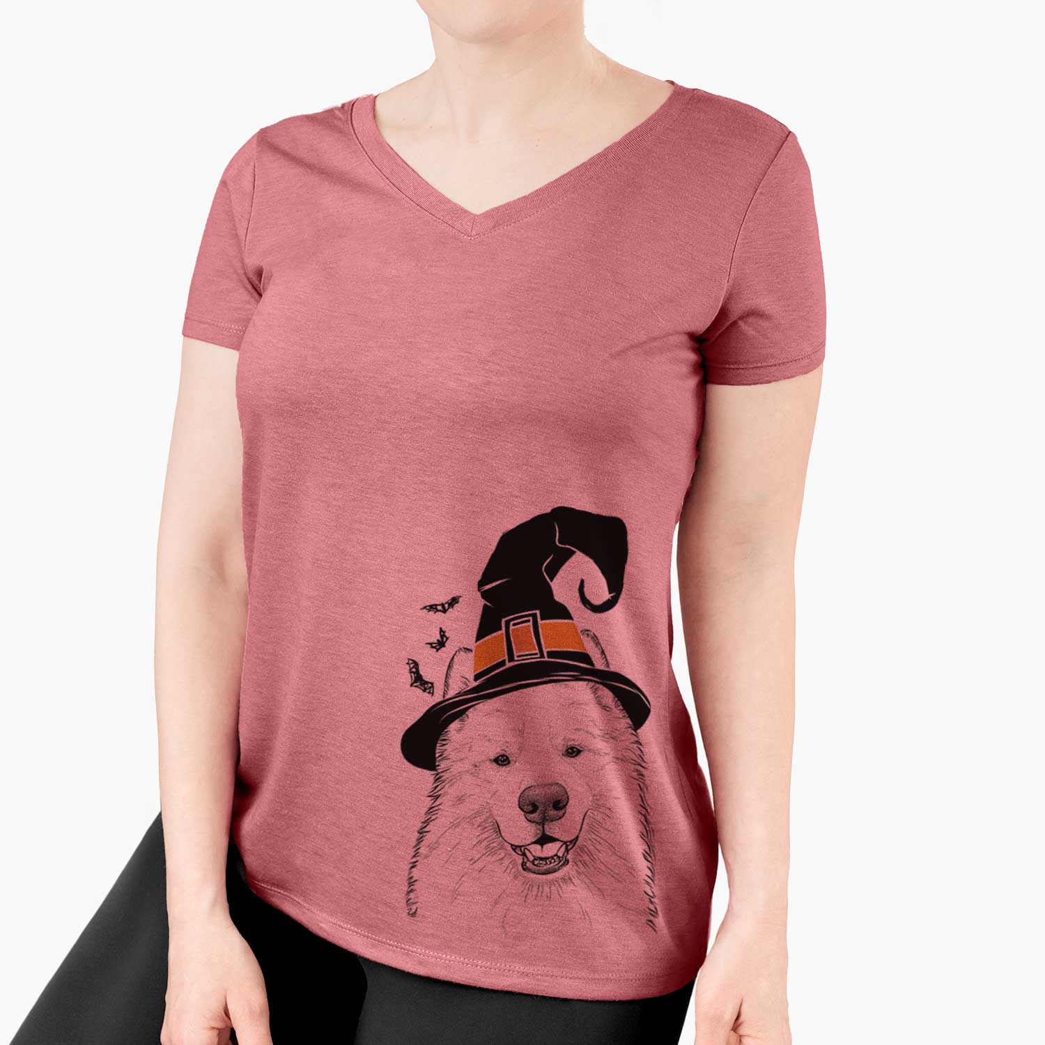 Witch Foster the Samoyed - Women's V-neck Shirt