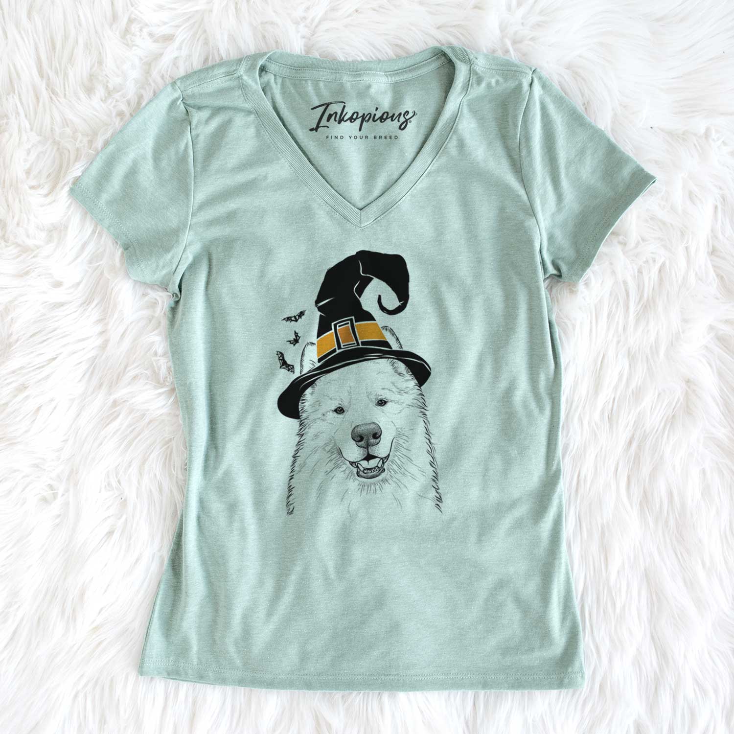 Witch Foster the Samoyed - Women's V-neck Shirt