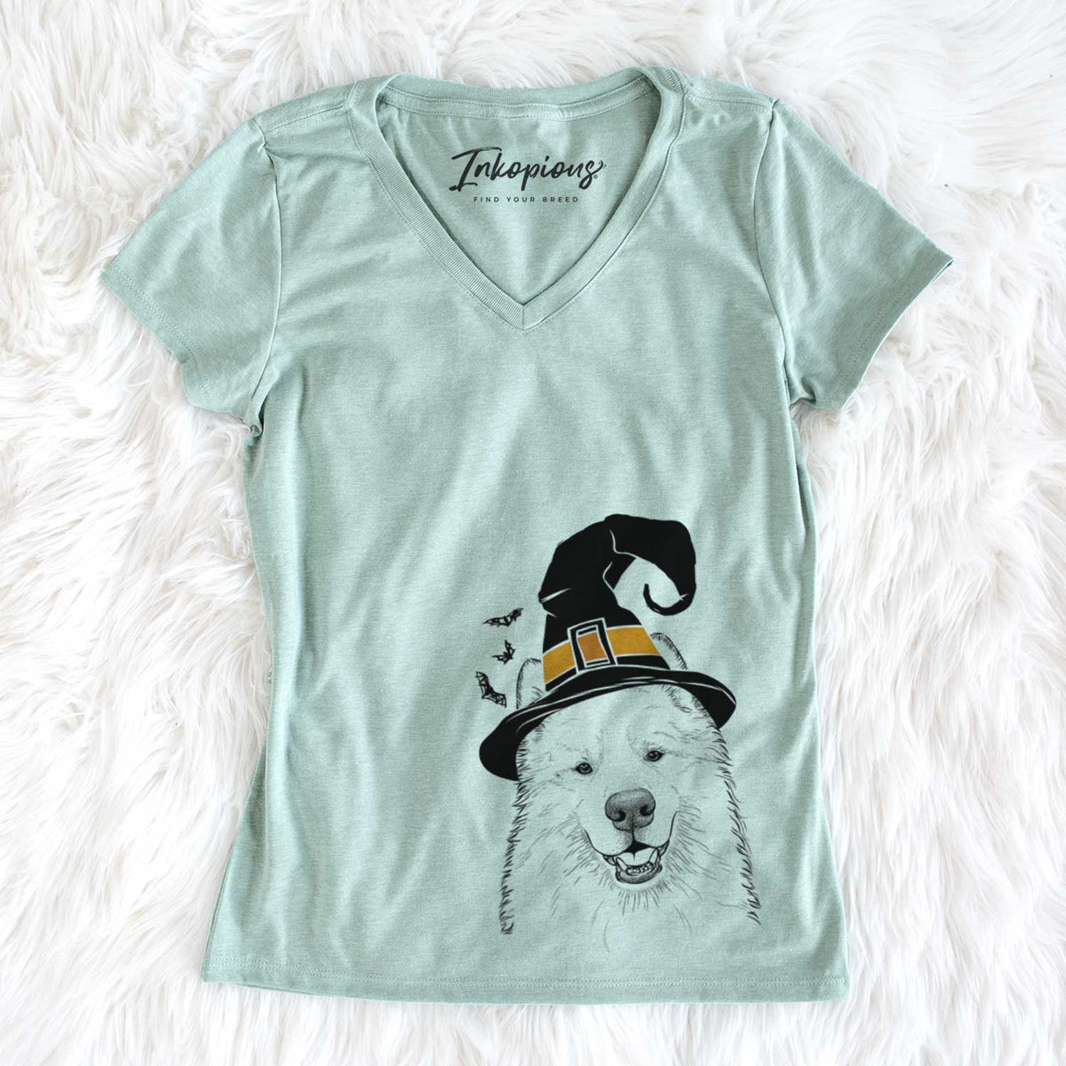 Witch Foster the Samoyed - Women&#39;s V-neck Shirt