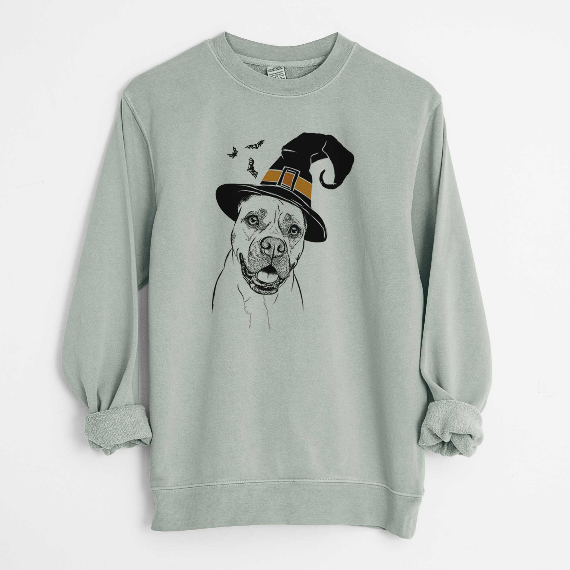 Witch Frankie Tankie the Boxer Mix - Unisex Pigment Dyed Crew Sweatshirt