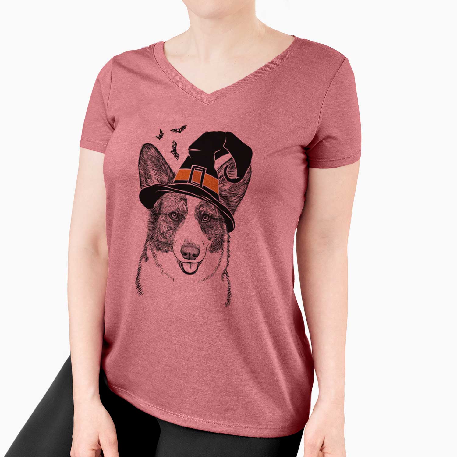 Witch Gabby the Cardigan Welsh Corgi - Women's V-neck Shirt
