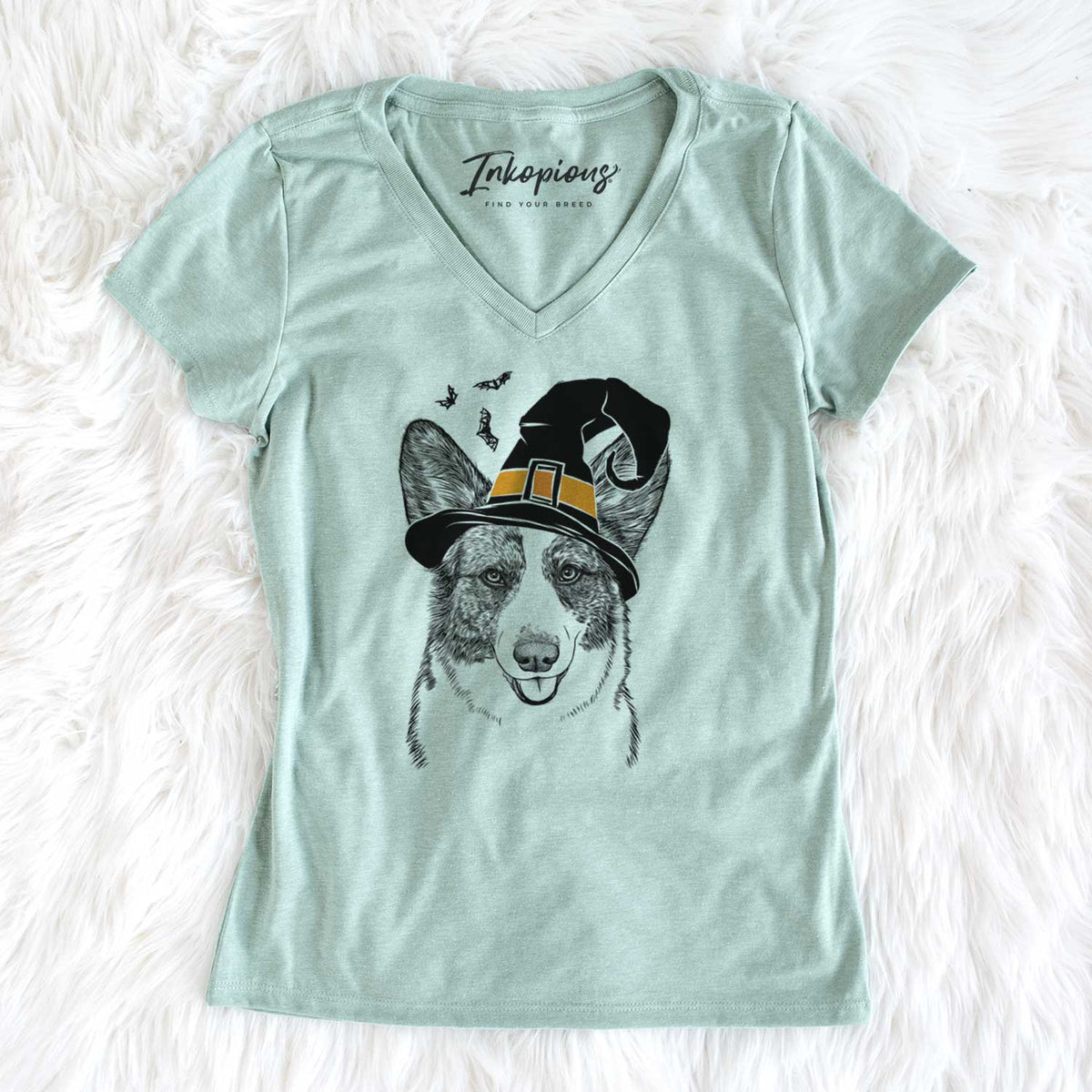 Witch Gabby the Cardigan Welsh Corgi - Women's V-neck Shirt