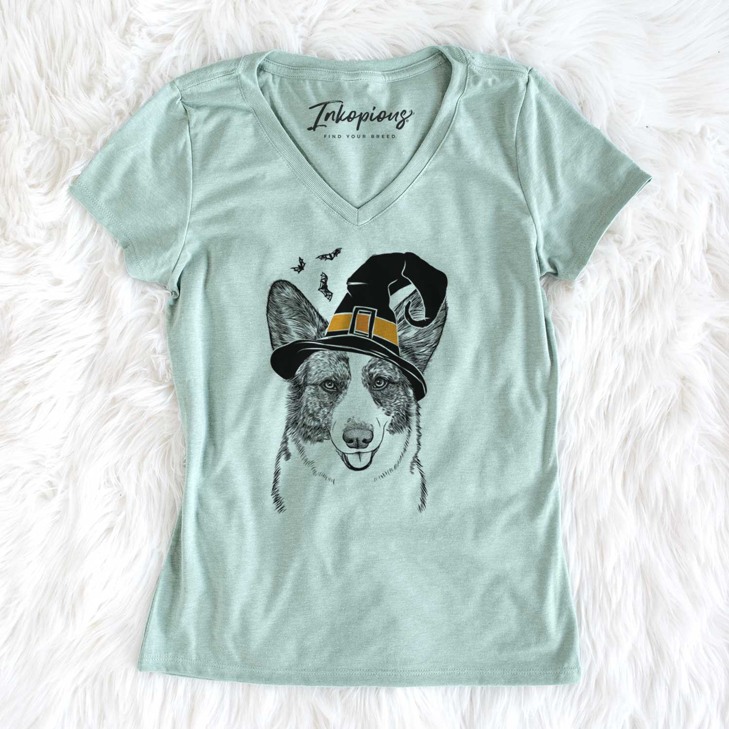 Witch Gabby the Cardigan Welsh Corgi - Women's V-neck Shirt