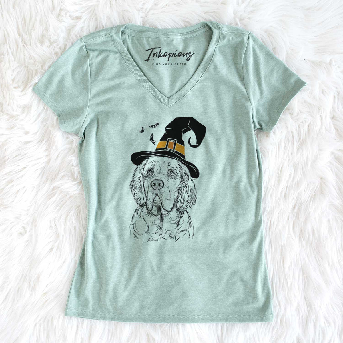 Witch Gary the Clumber Spaniel - Women's V-neck Shirt