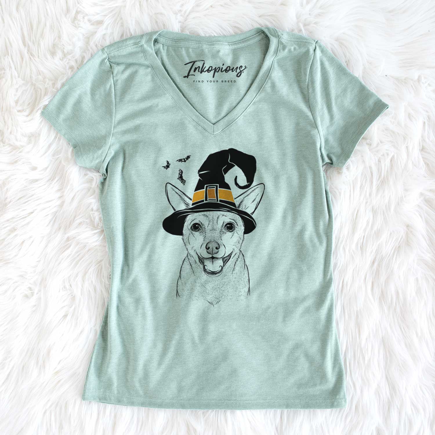 Witch Georgie the Chiweenie - Women's V-neck Shirt