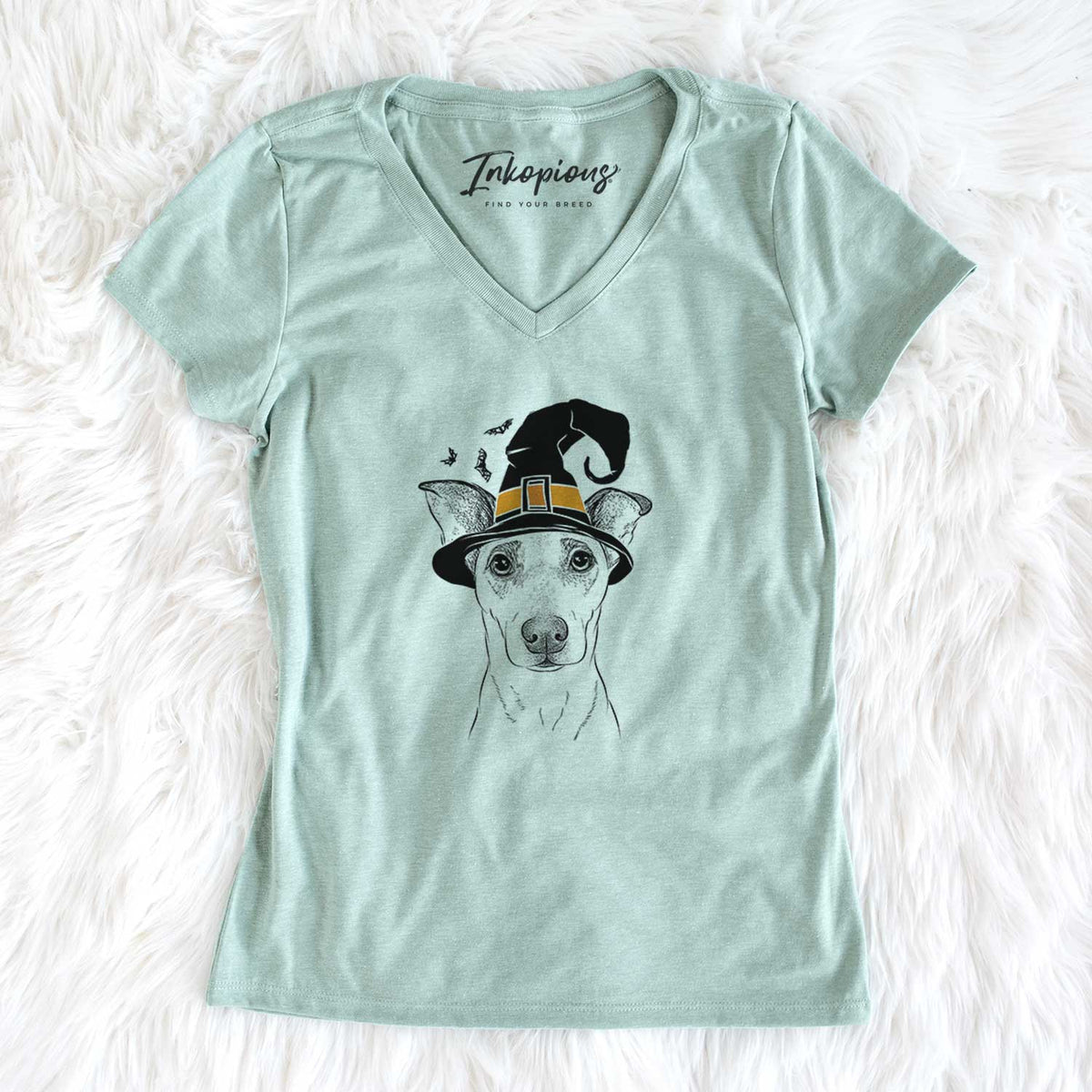 Witch Georgie Rat the Terrier Mix - Women's V-neck Shirt