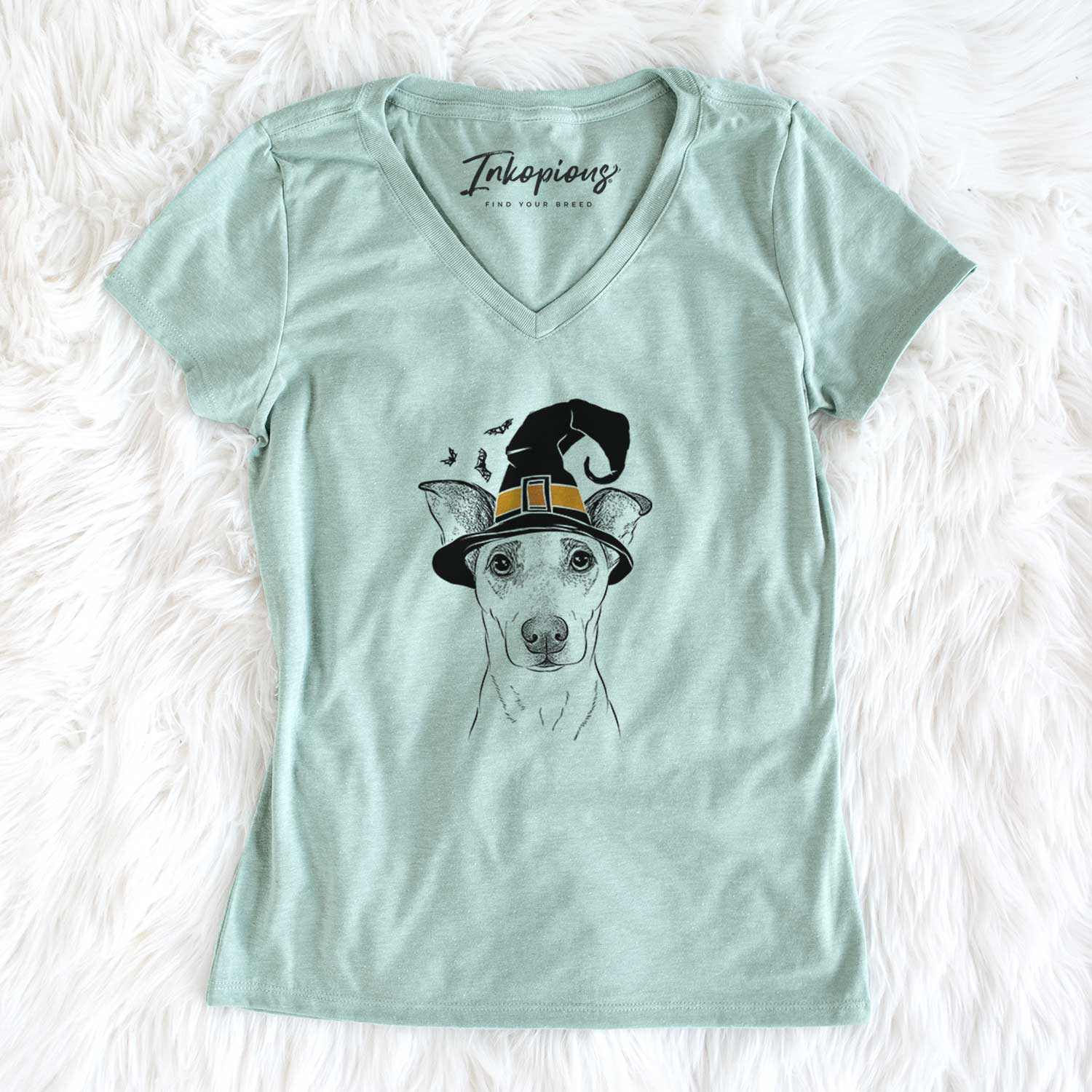 Witch Georgie Rat the Terrier Mix - Women's V-neck Shirt