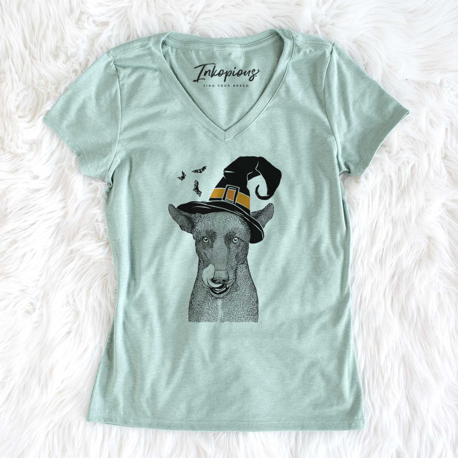 Witch Gidget the Mexican Street Dog - Women's V-neck Shirt