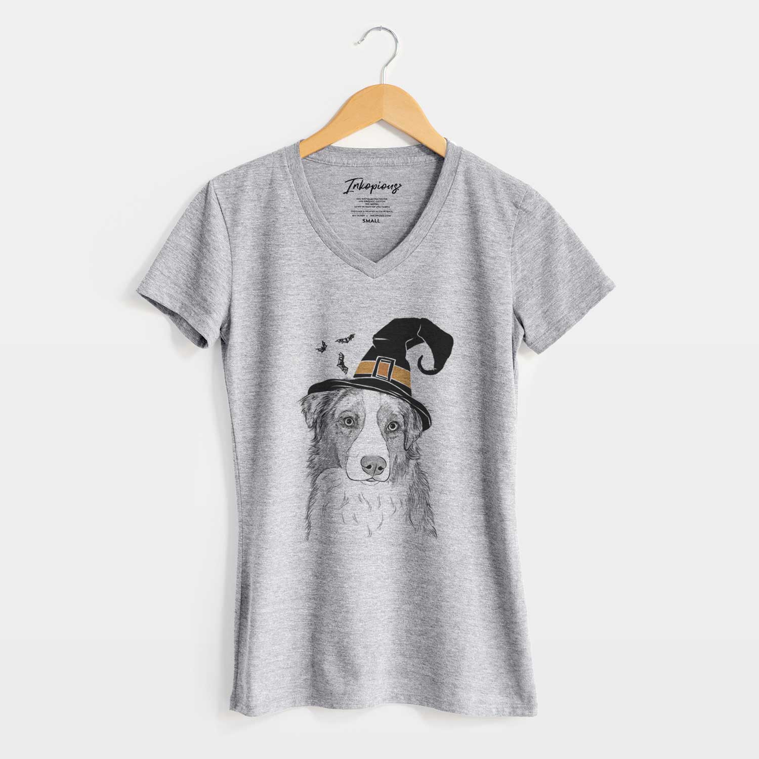 Witch Ginger the Australian Shepherd - Women's V-neck Shirt