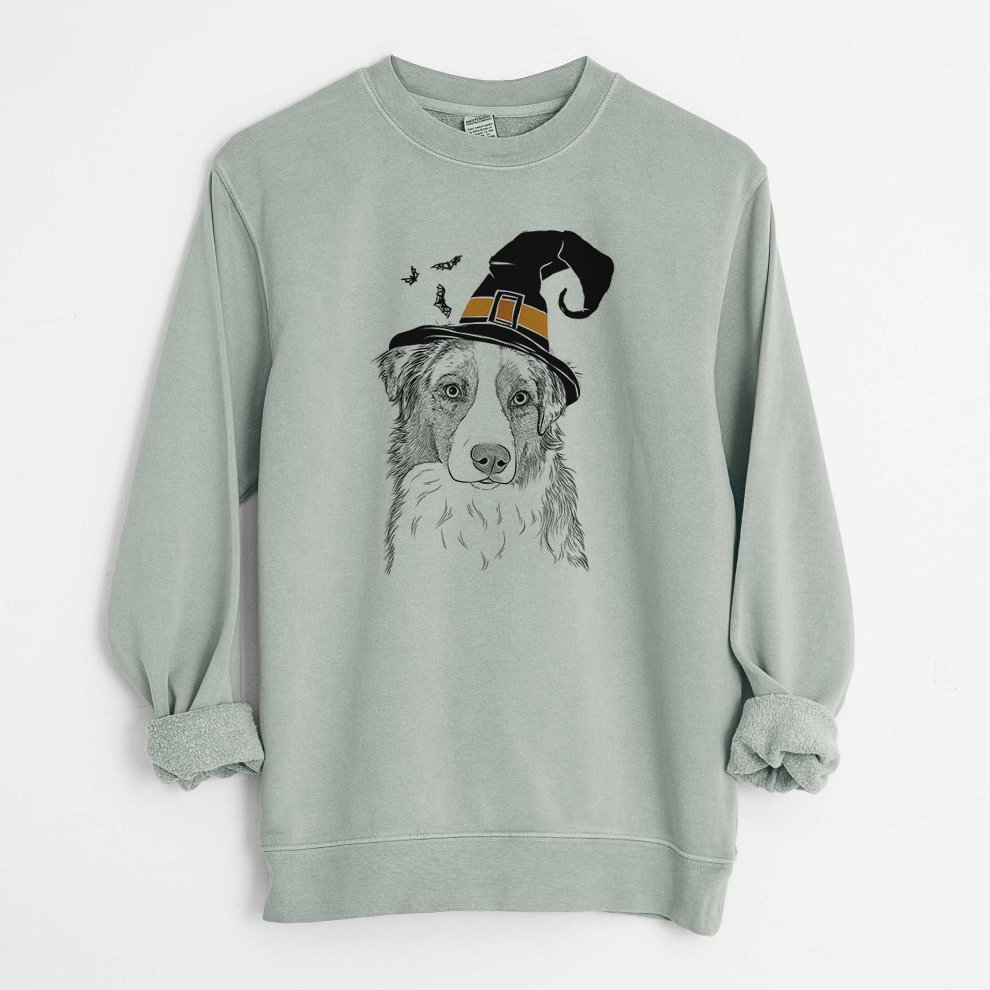 Witch Ginger the Australian Shepherd - Unisex Pigment Dyed Crew Sweatshirt