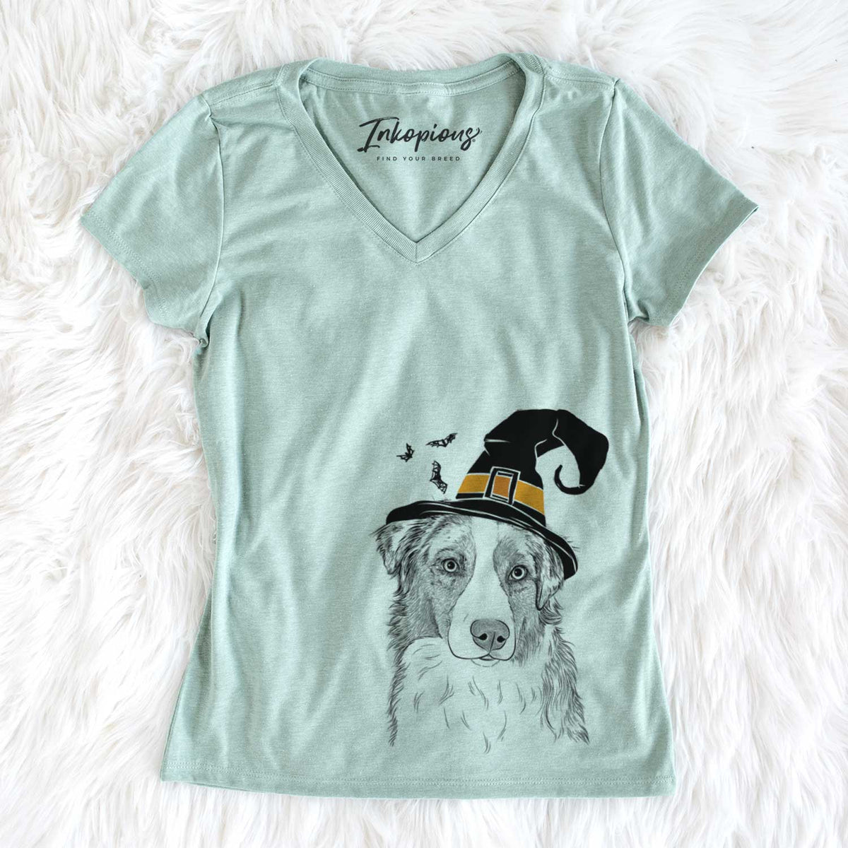 Witch Ginger the Australian Shepherd - Women&#39;s V-neck Shirt