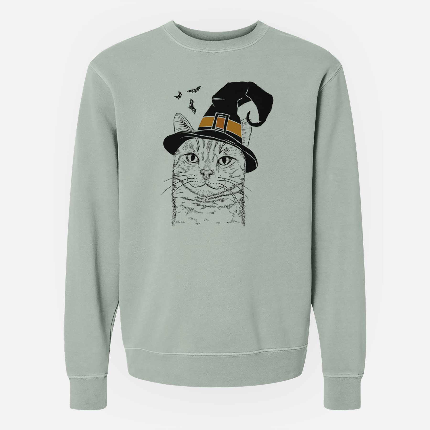 Witch Ginger Tom the Tabby Cat - Unisex Pigment Dyed Crew Sweatshirt