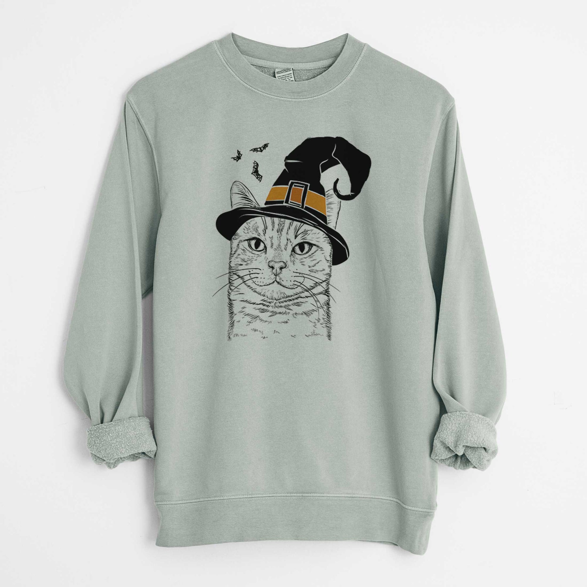 Witch Ginger Tom the Tabby Cat - Unisex Pigment Dyed Crew Sweatshirt