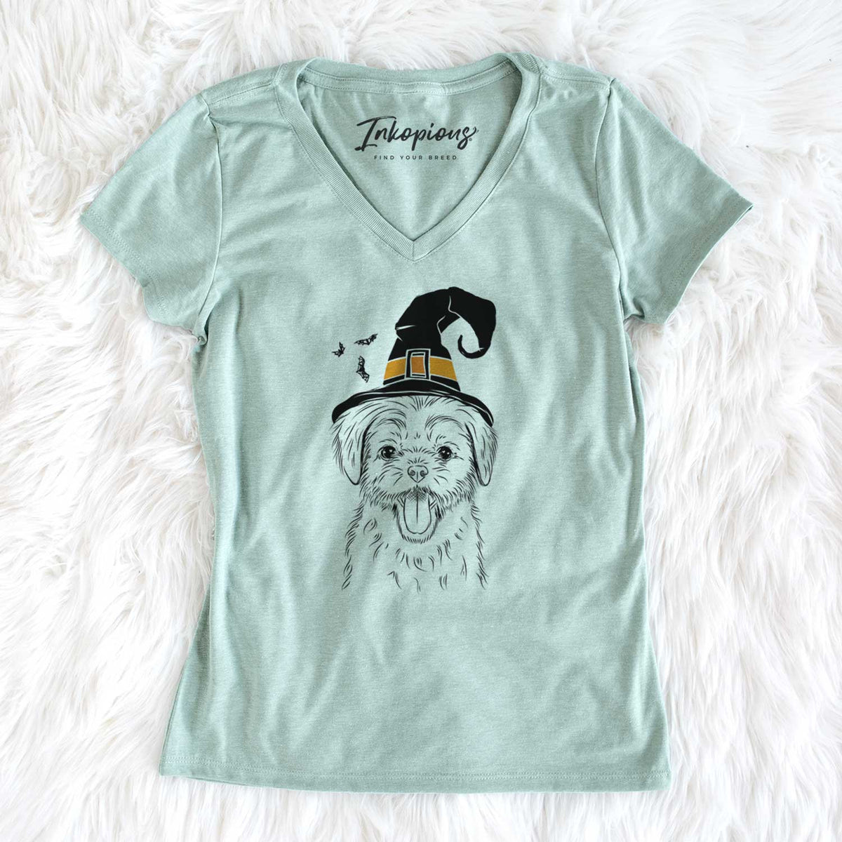 Witch Gizmo the Maltese - Women's V-neck Shirt