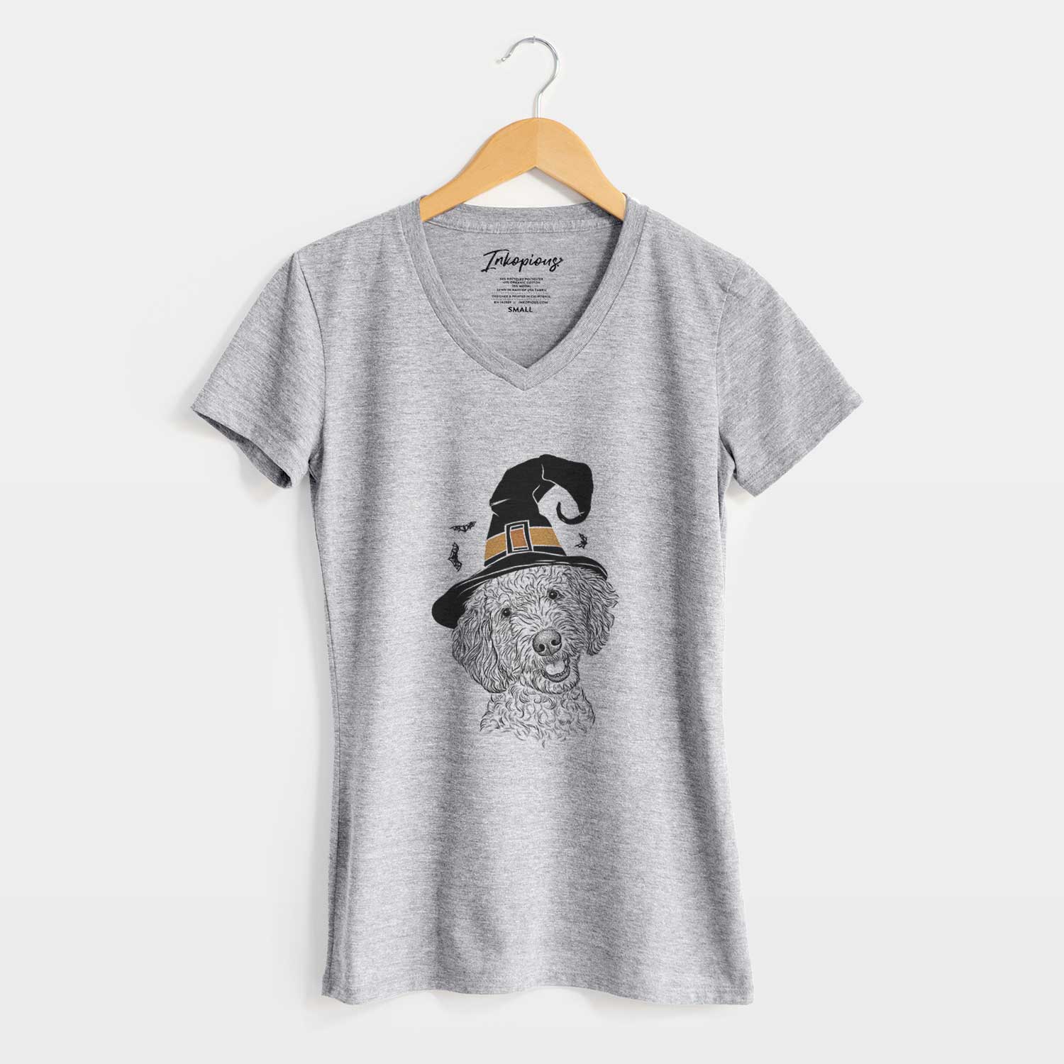 Witch Gizmo the Goldendoodle - Women's V-neck Shirt