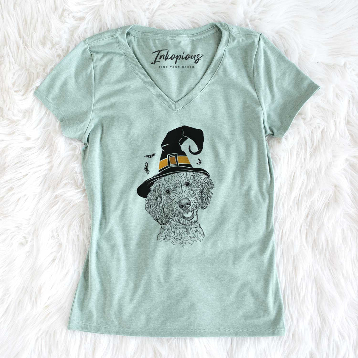 Witch Gizmo the Goldendoodle - Women's V-neck Shirt