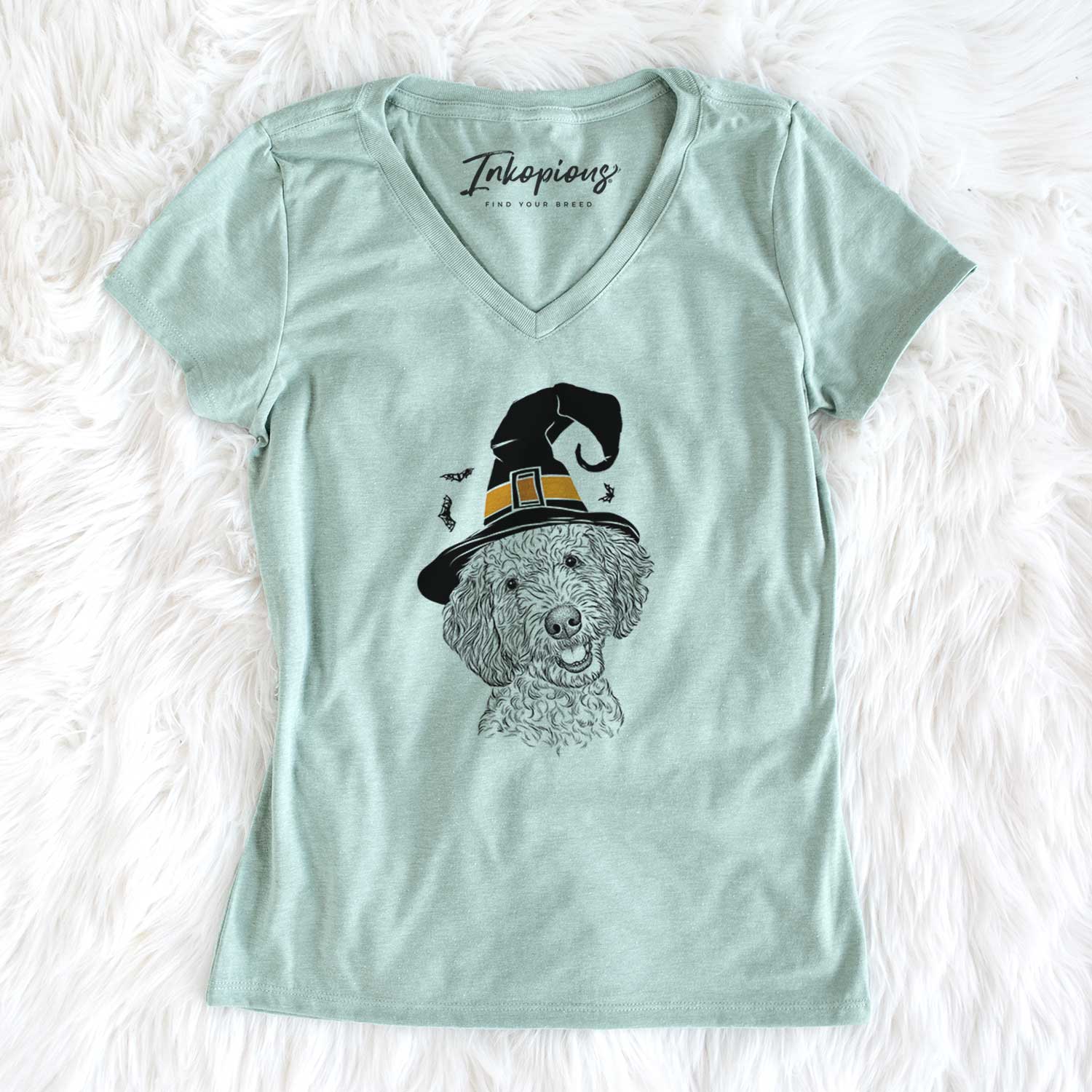 Witch Gizmo the Goldendoodle - Women's V-neck Shirt