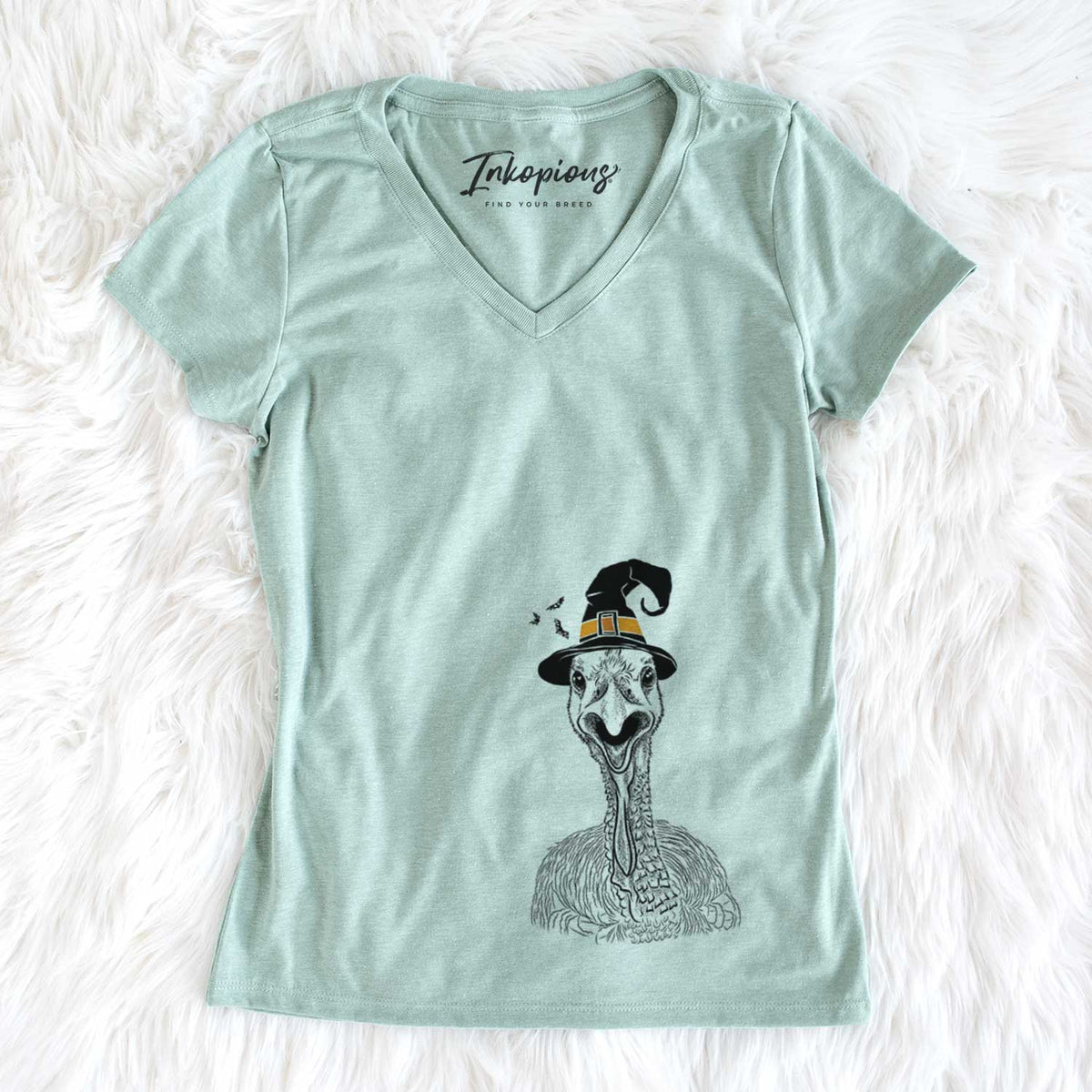 Witch Gobble the Turkey - Women's V-neck Shirt