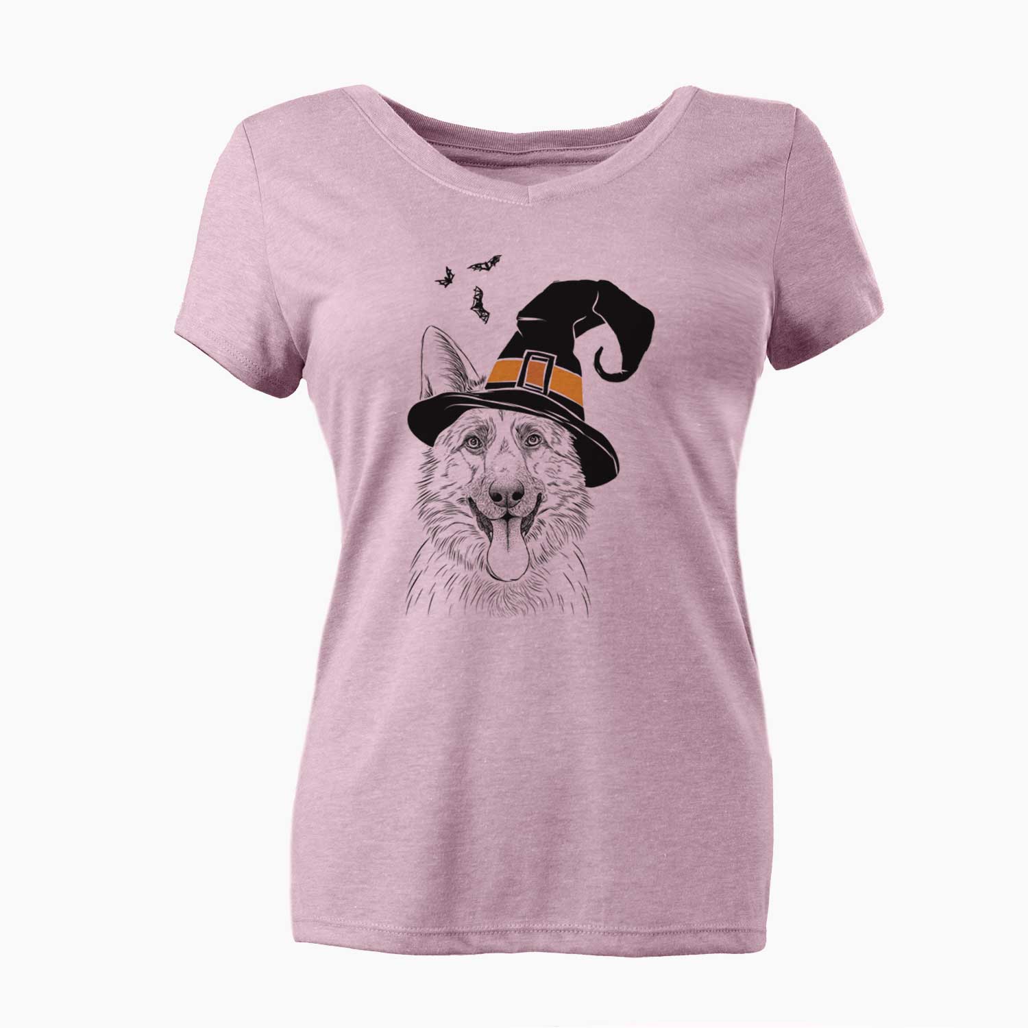 Witch Grace the German Shepherd - Women's V-neck Shirt