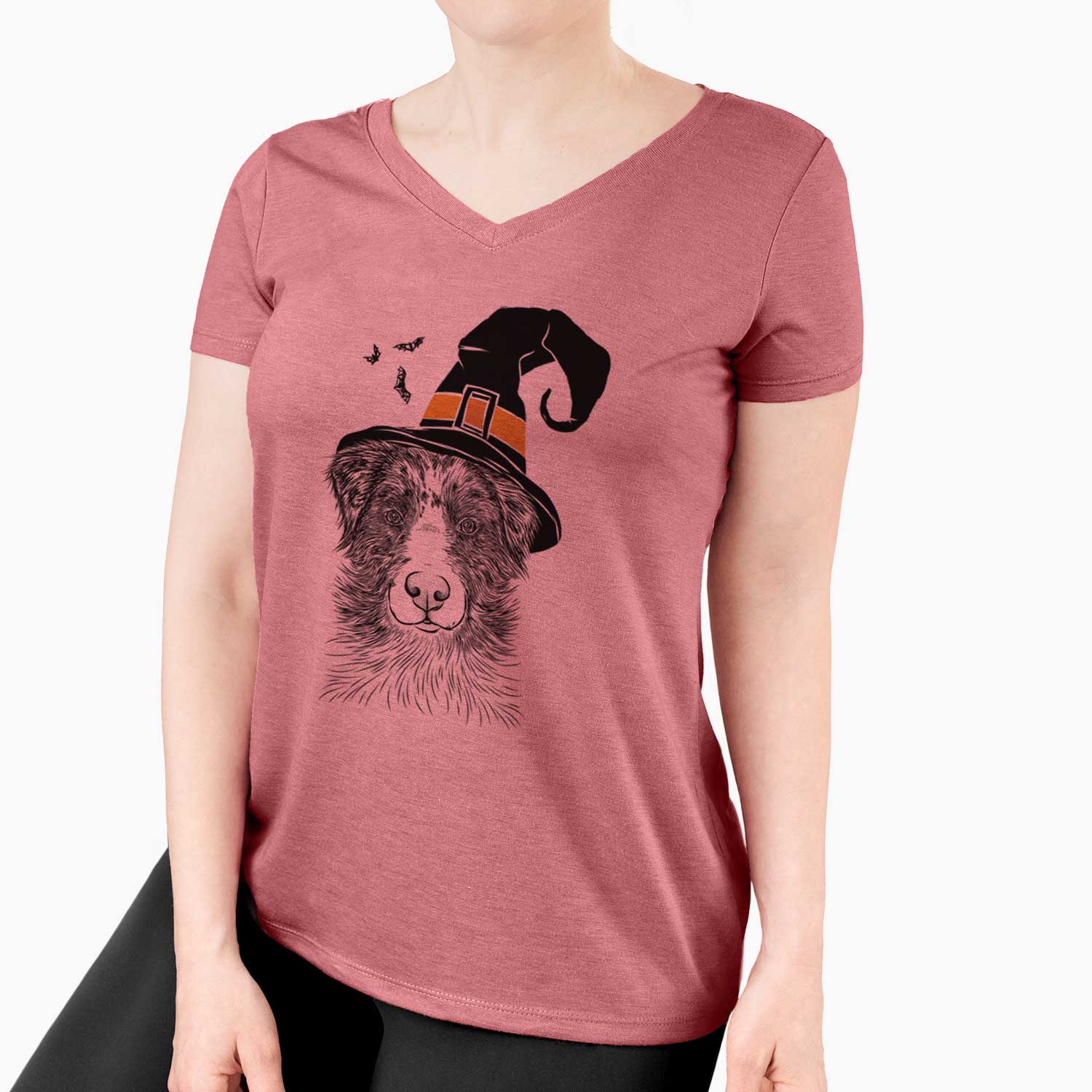 Witch Gram the Australian Shepherd - Women's V-neck Shirt