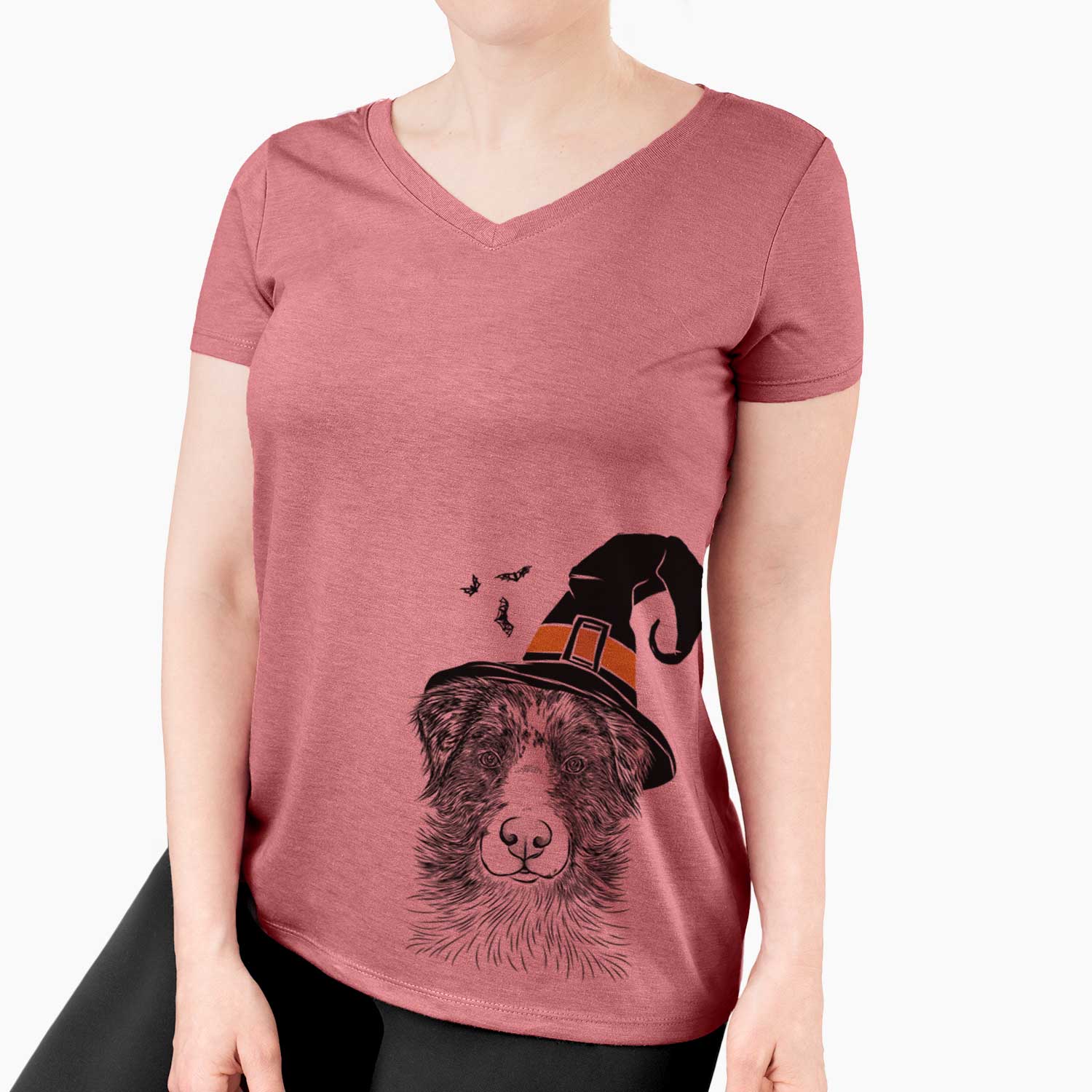 Witch Gram the Australian Shepherd - Women's V-neck Shirt