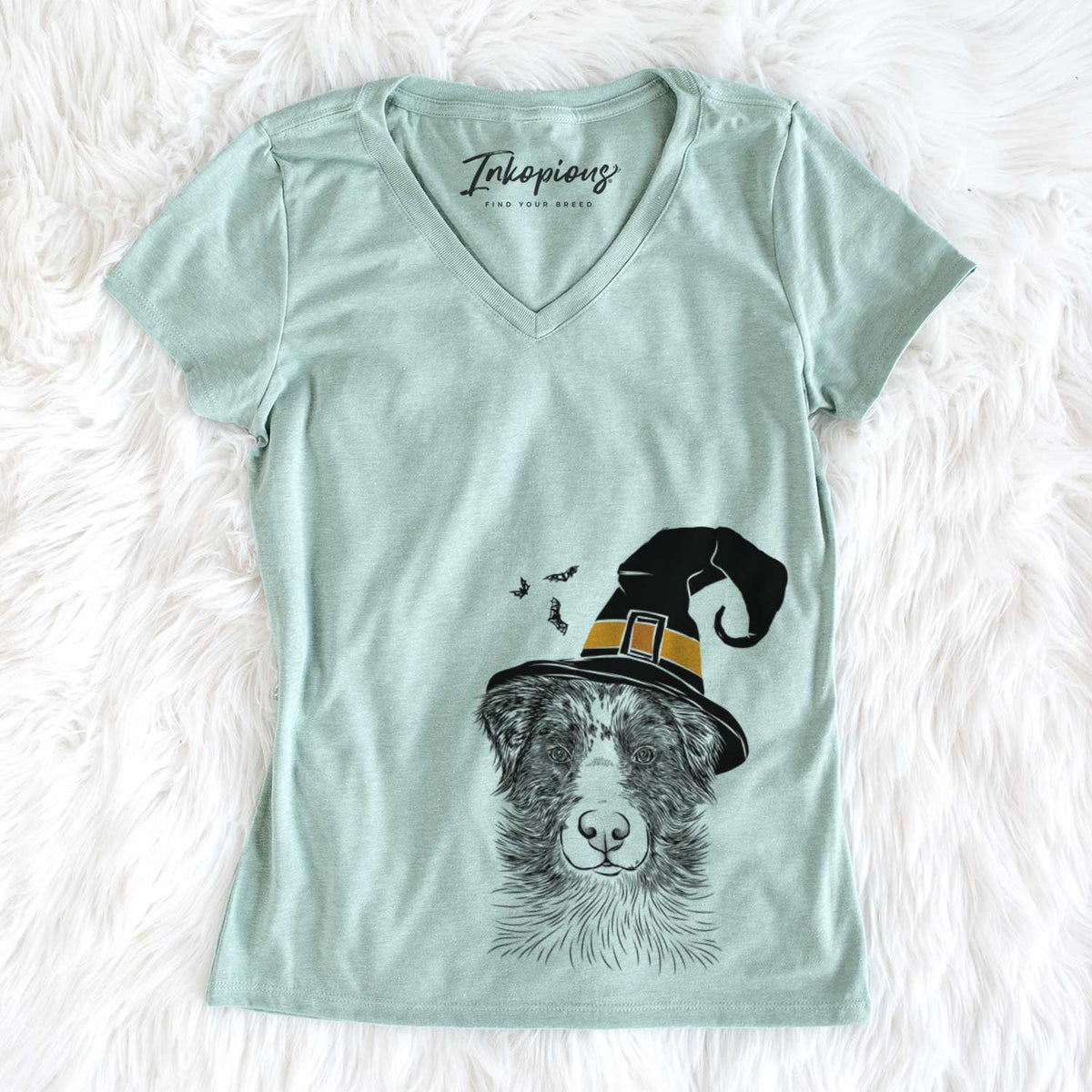 Witch Gram the Australian Shepherd - Women&#39;s V-neck Shirt