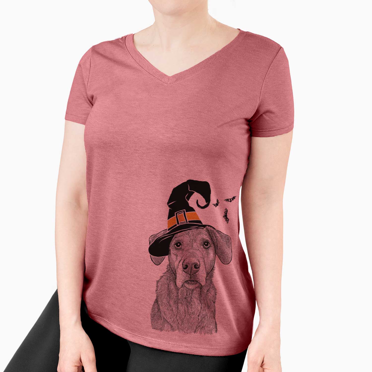 Witch Gravy the Plott Hound Beagle Mix - Women's V-neck Shirt