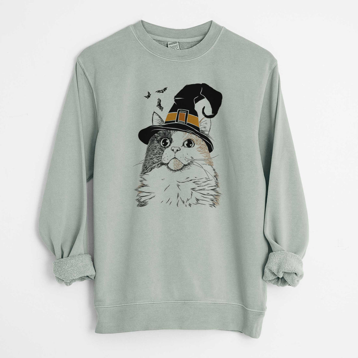 Witch Greta the Calico Cat - Unisex Pigment Dyed Crew Sweatshirt