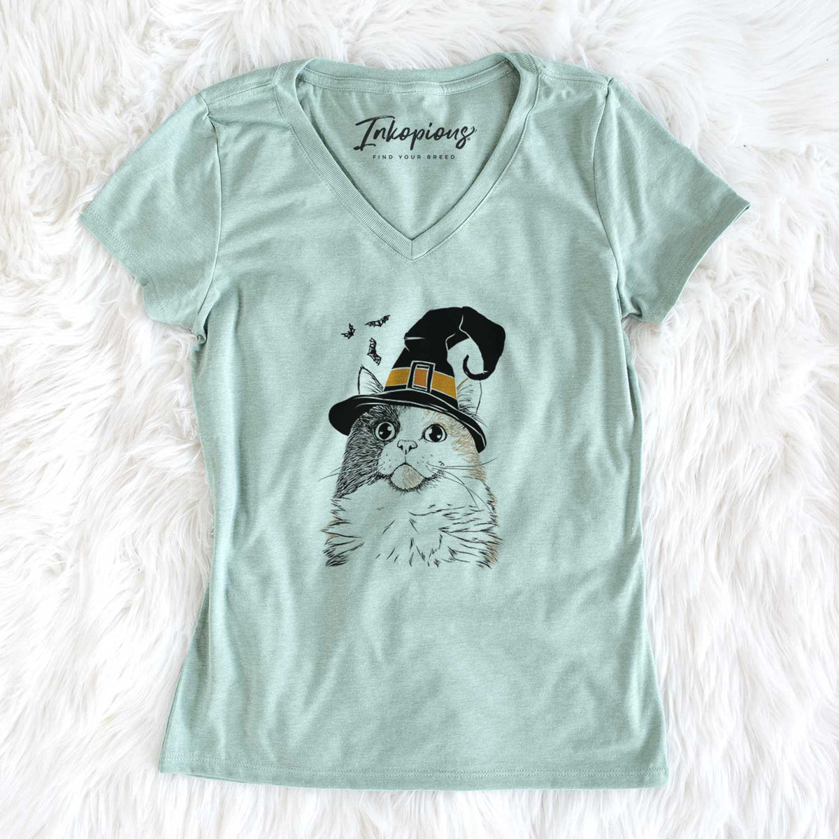 Witch Greta the Calico Cat - Women's V-neck Shirt