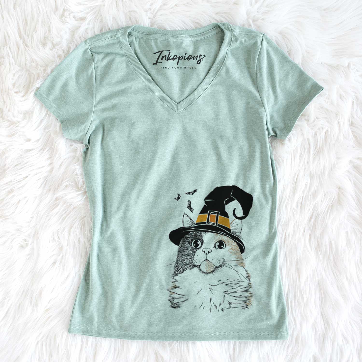 Witch Greta the Calico Cat - Women's V-neck Shirt