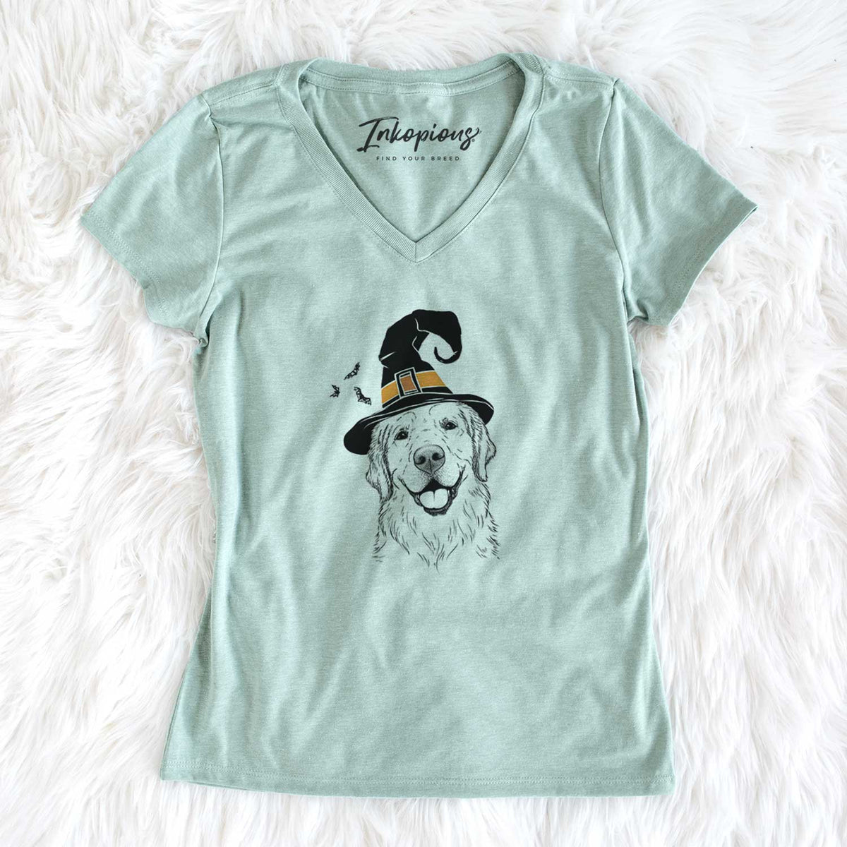 Witch Griffin the Golden Retriever - Women's V-neck Shirt