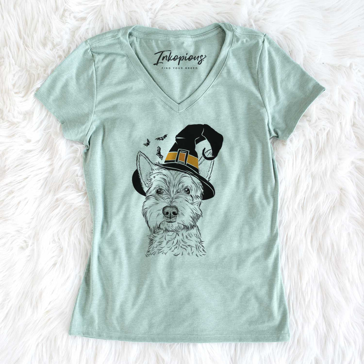 Witch Grizel the West Highland Terrier - Women's V-neck Shirt