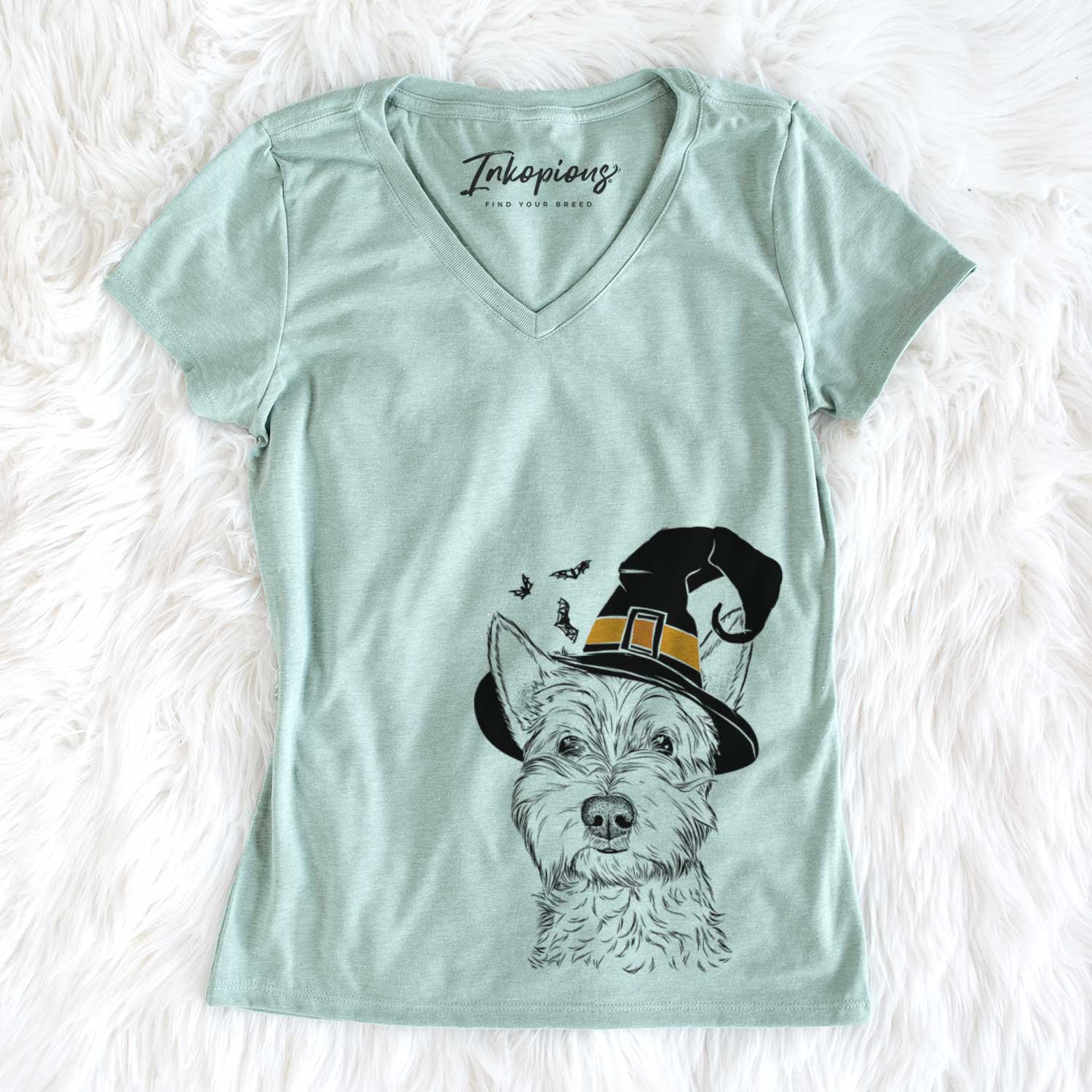 Witch Grizel the West Highland Terrier - Women's V-neck Shirt