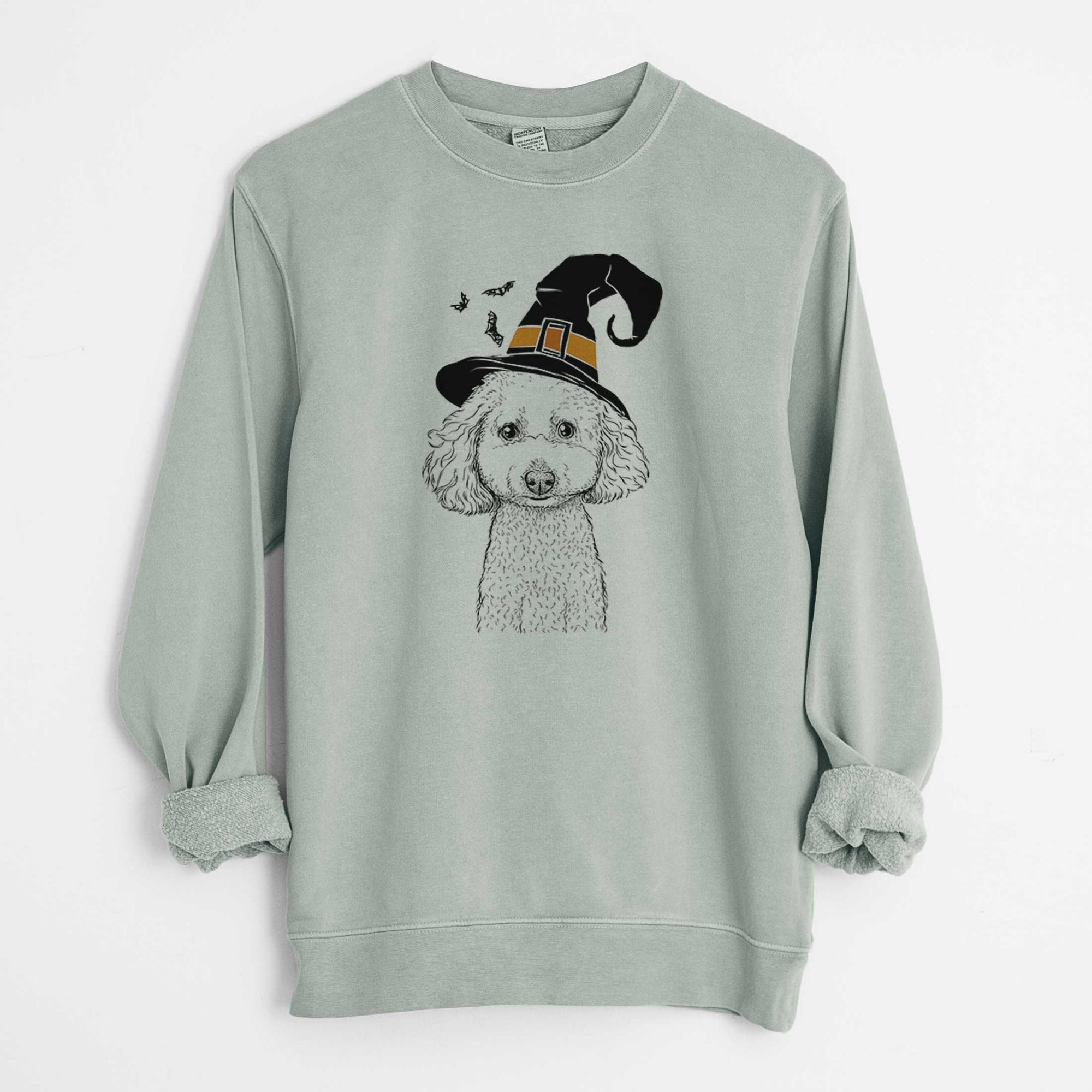 Witch Guinness the Toy Poodle Mix - Unisex Pigment Dyed Crew Sweatshirt