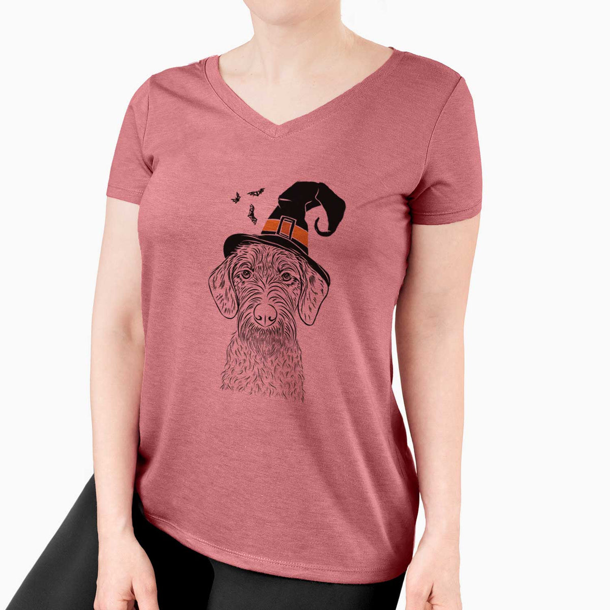 Witch Gus the German Wirehaired Pointer - Women's V-neck Shirt