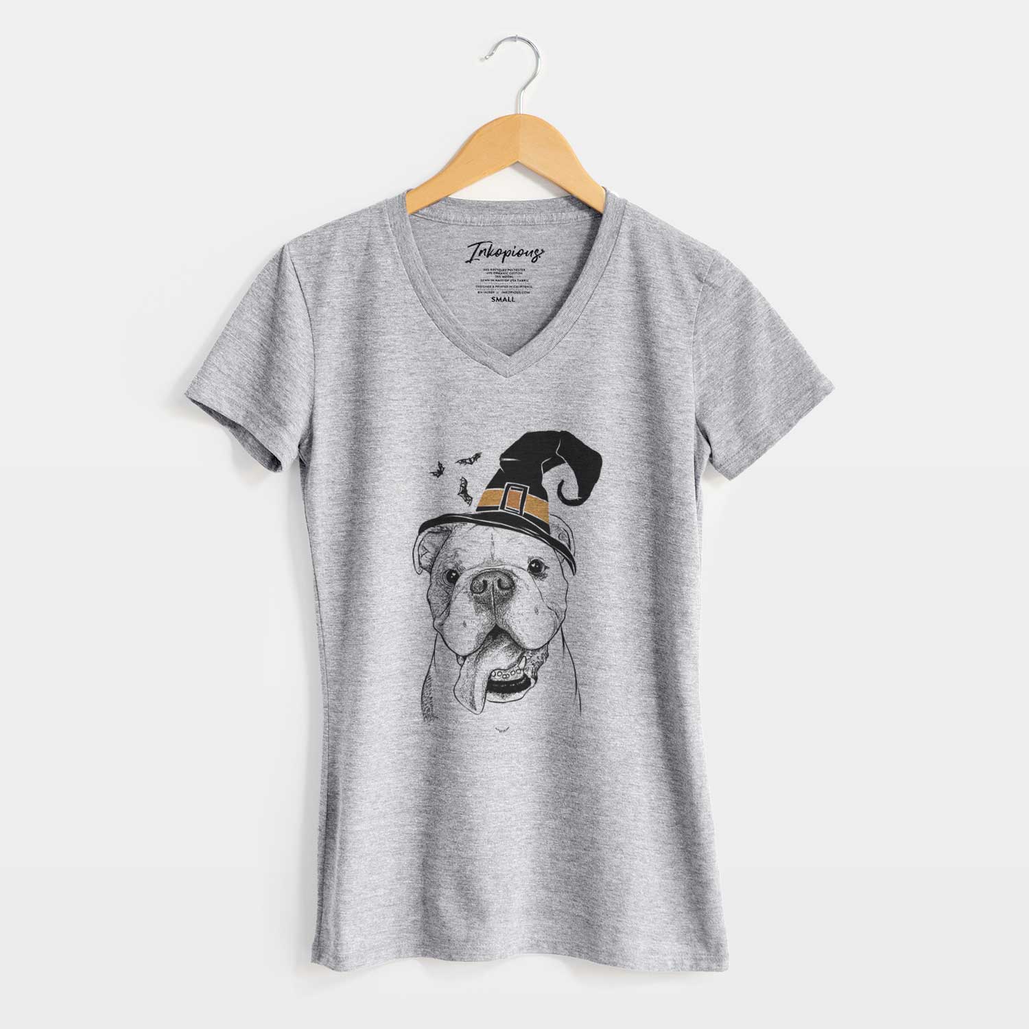 Witch Hank the English Bulldog - Women's V-neck Shirt