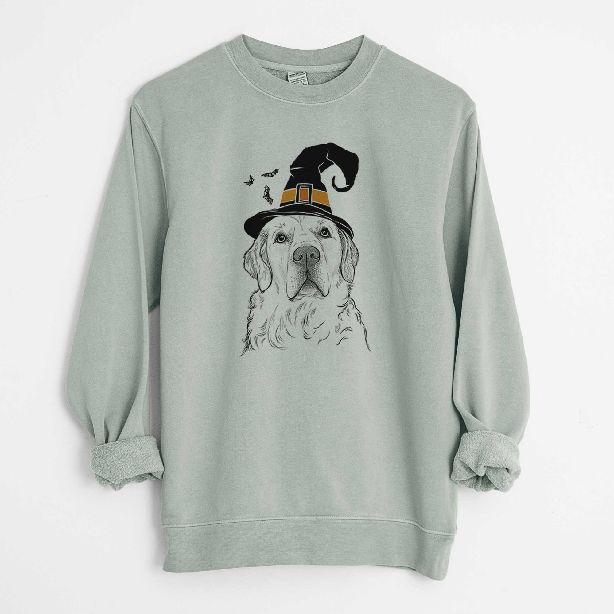 Witch Hank the Irish Cream Golden Retriever - Unisex Pigment Dyed Crew Sweatshirt