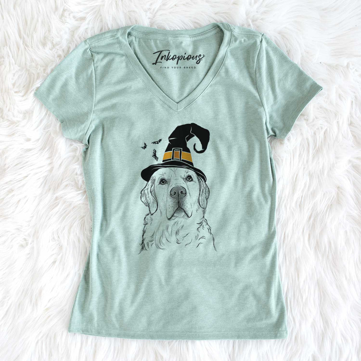 Witch Hank the Irish Cream Golden Retriever - Women's V-neck Shirt