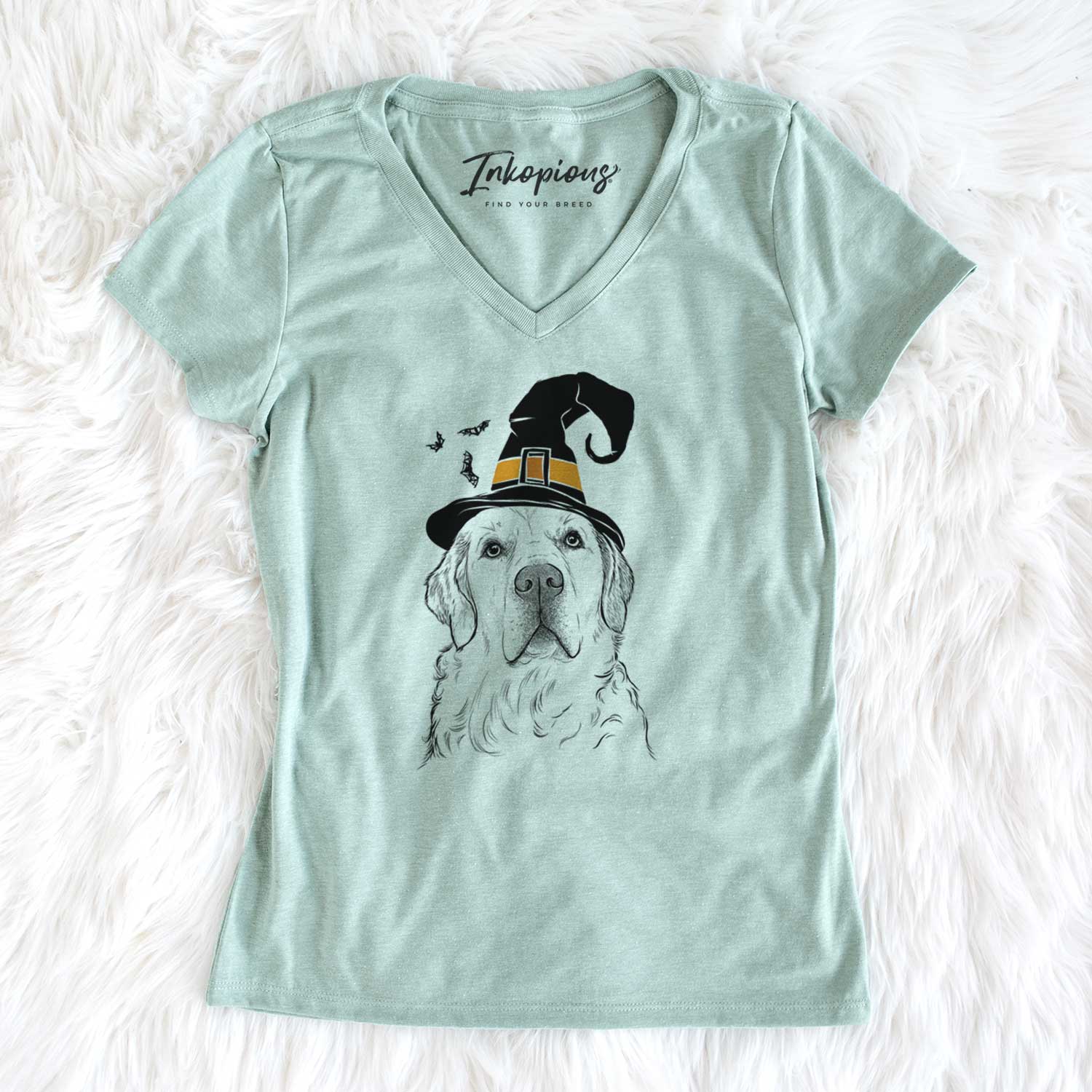 Witch Hank the Irish Cream Golden Retriever - Women's V-neck Shirt