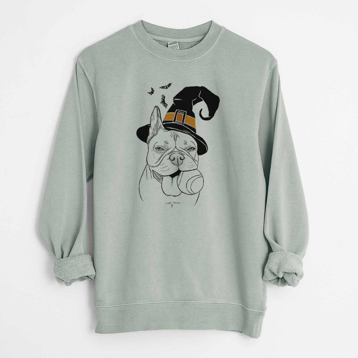 Witch Happy Franco the French Bulldog - Unisex Pigment Dyed Crew Sweatshirt