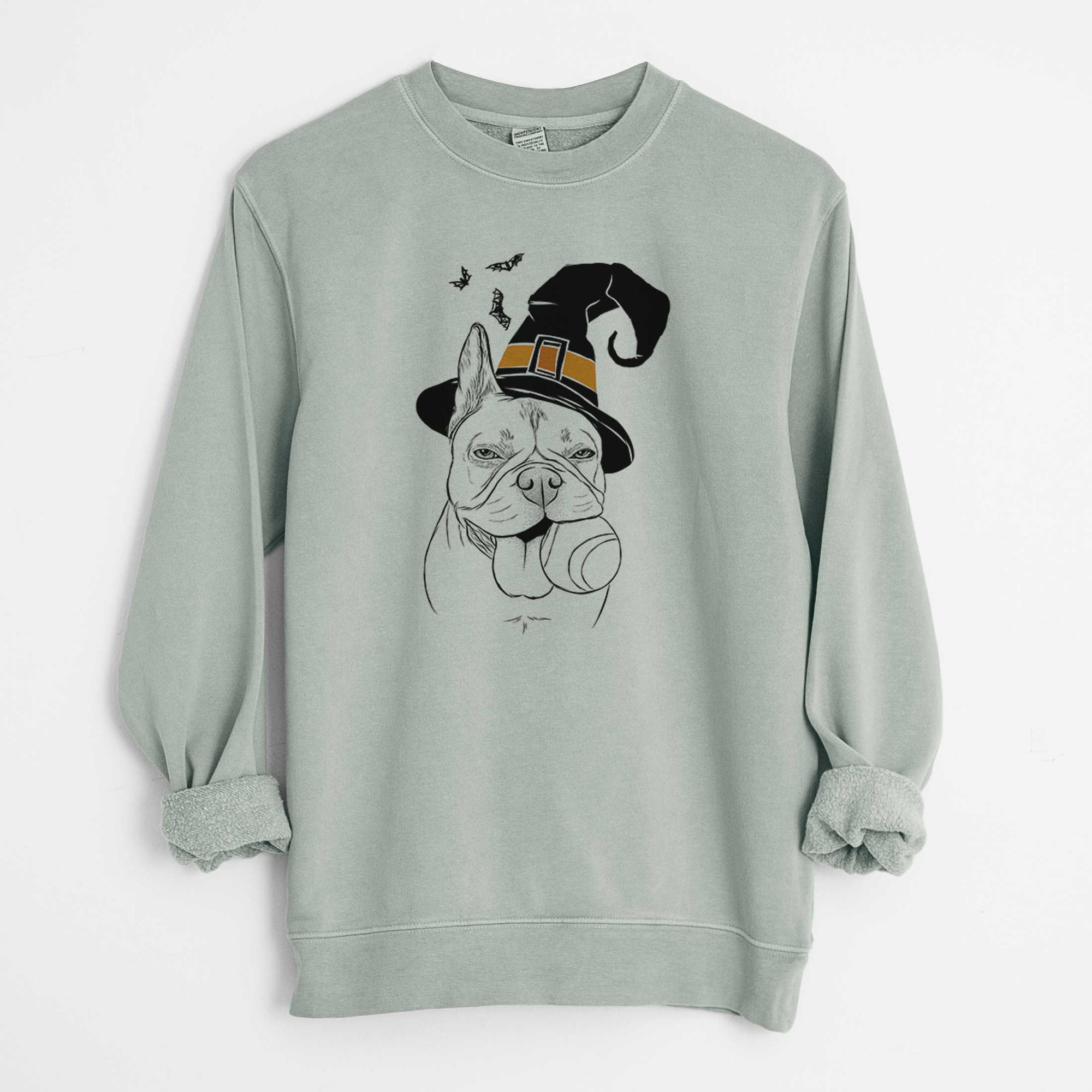 Witch Happy Franco the French Bulldog - Unisex Pigment Dyed Crew Sweatshirt