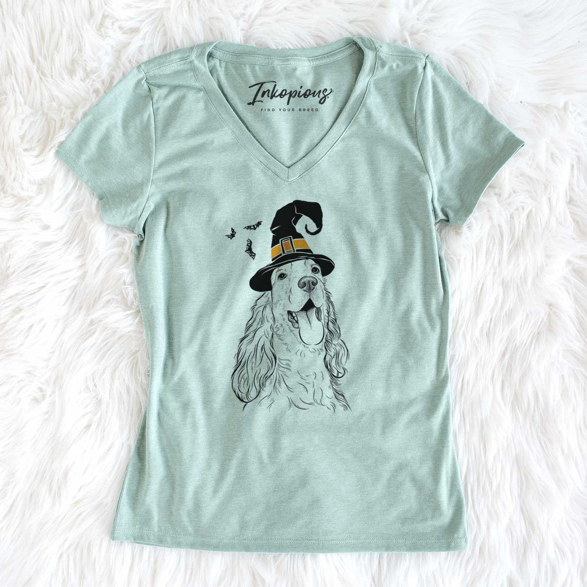 Witch Happy Henry the English Cocker Spaniel - Women's V-neck Shirt