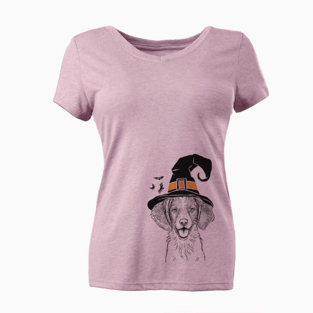 Witch Happy Holly the Brittany Spaniel - Women's V-neck Shirt